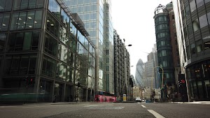 City of London Financial District Street View with The Gherkin