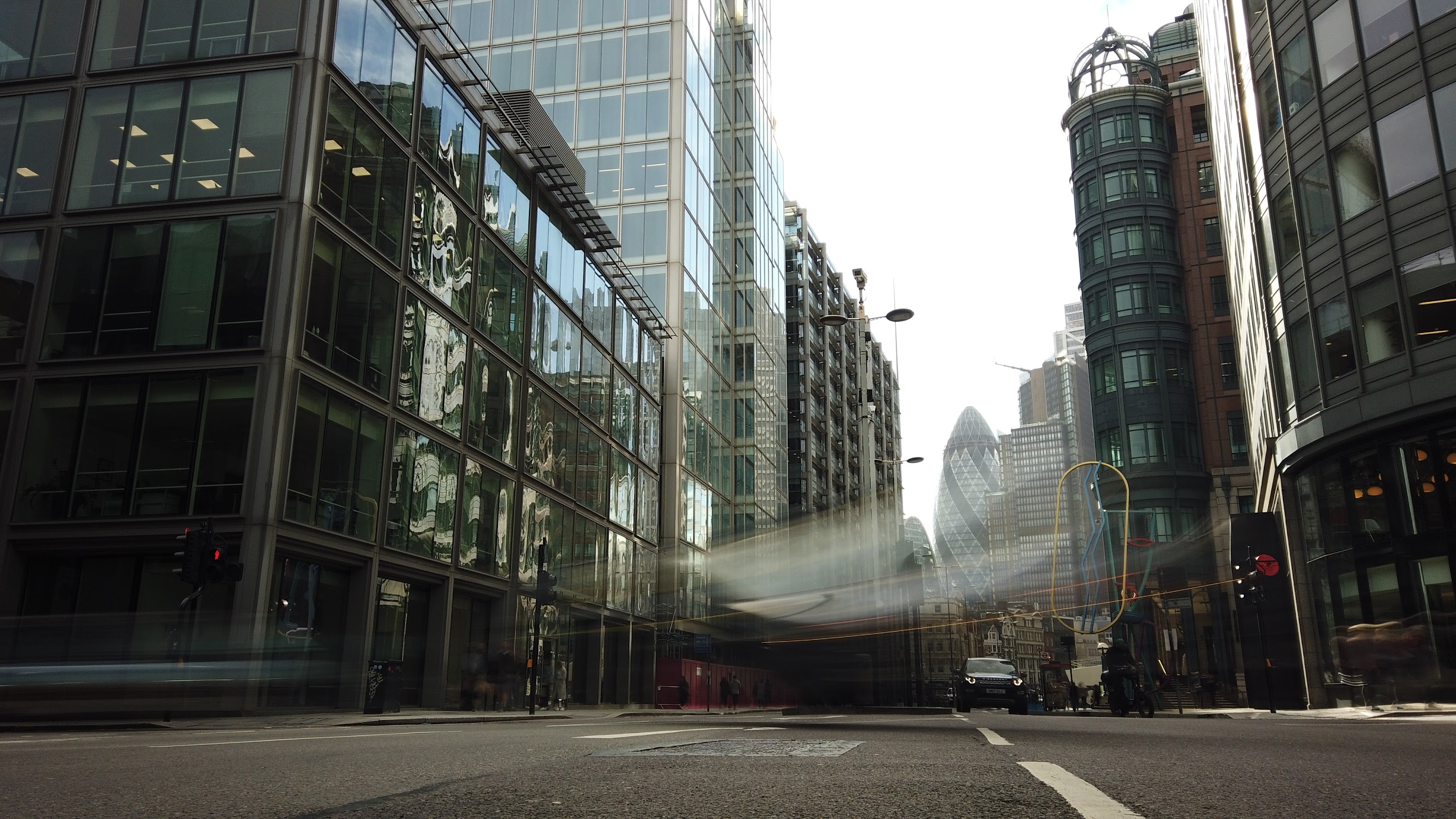 City of London Financial District Street View with The Gherkin