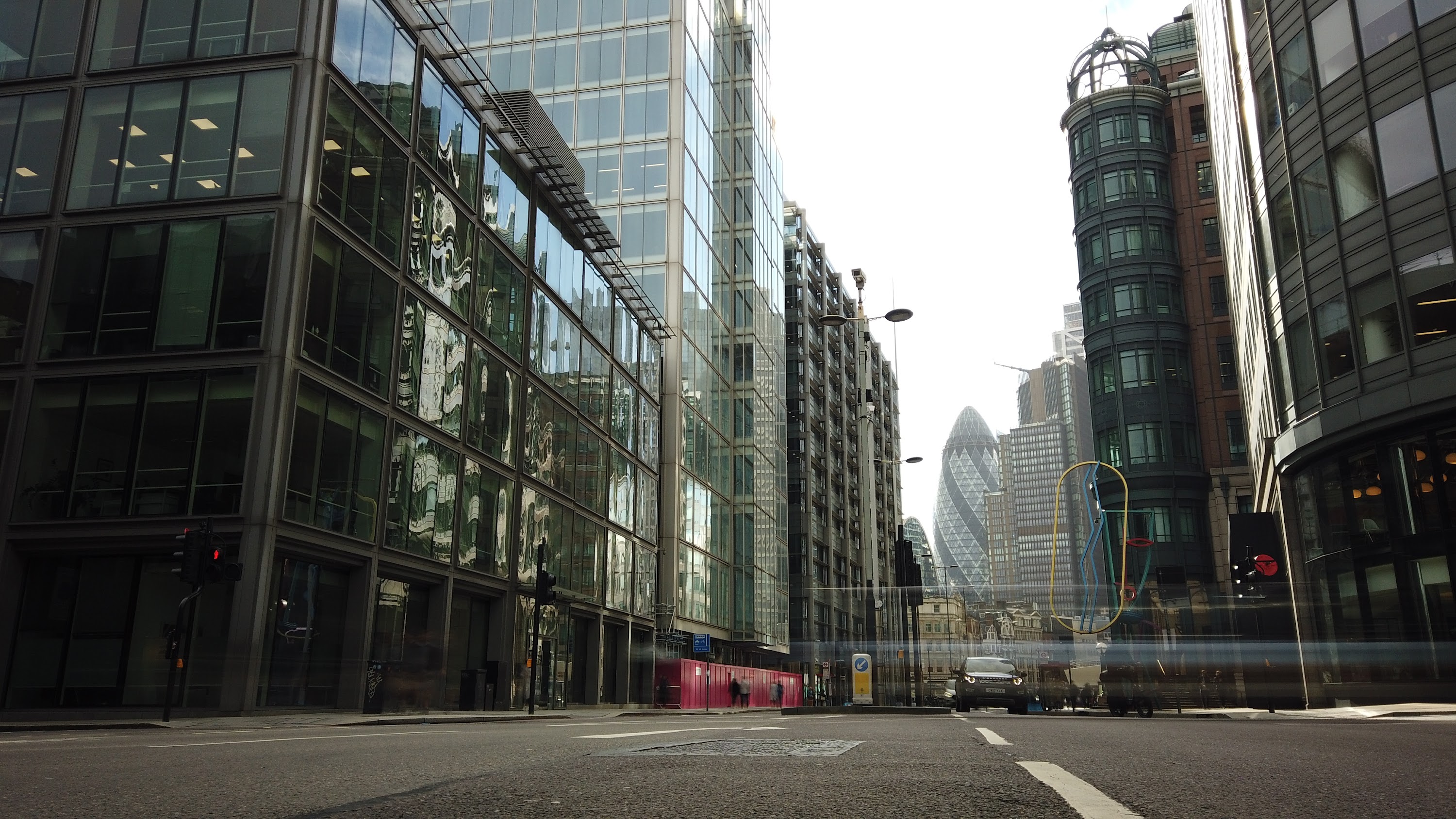 City of London Financial District Street View with The Gherkin