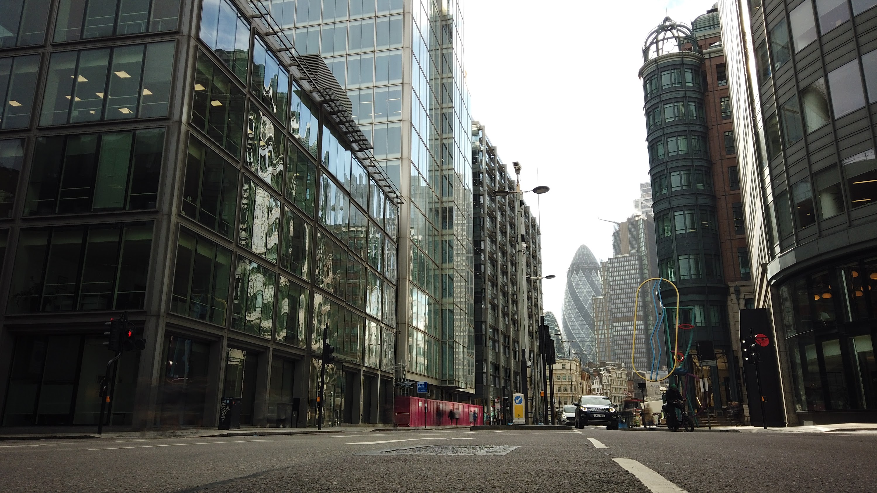 City of London Financial District Street View with The Gherkin