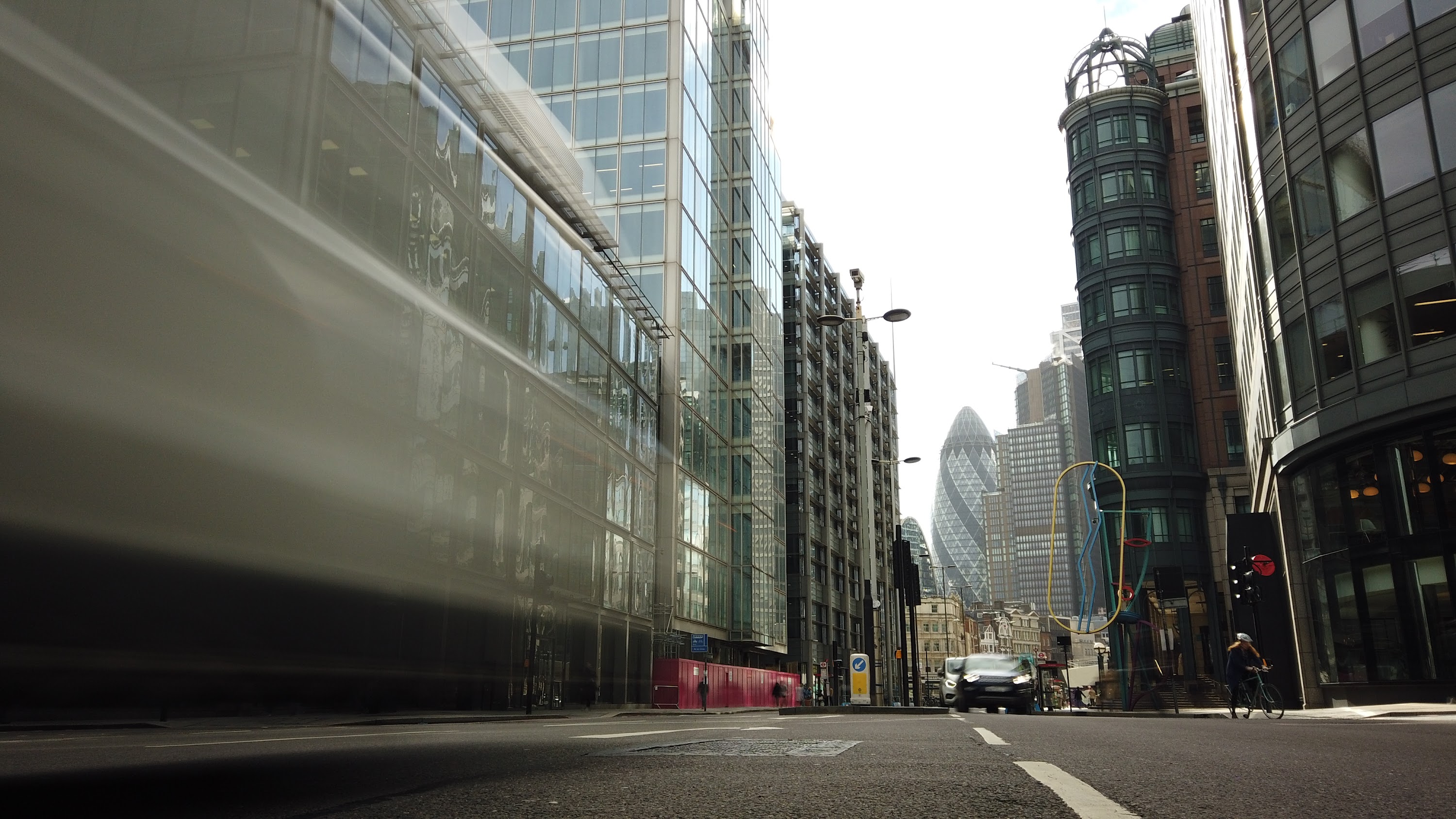 City of London Financial District Street View with The Gherkin