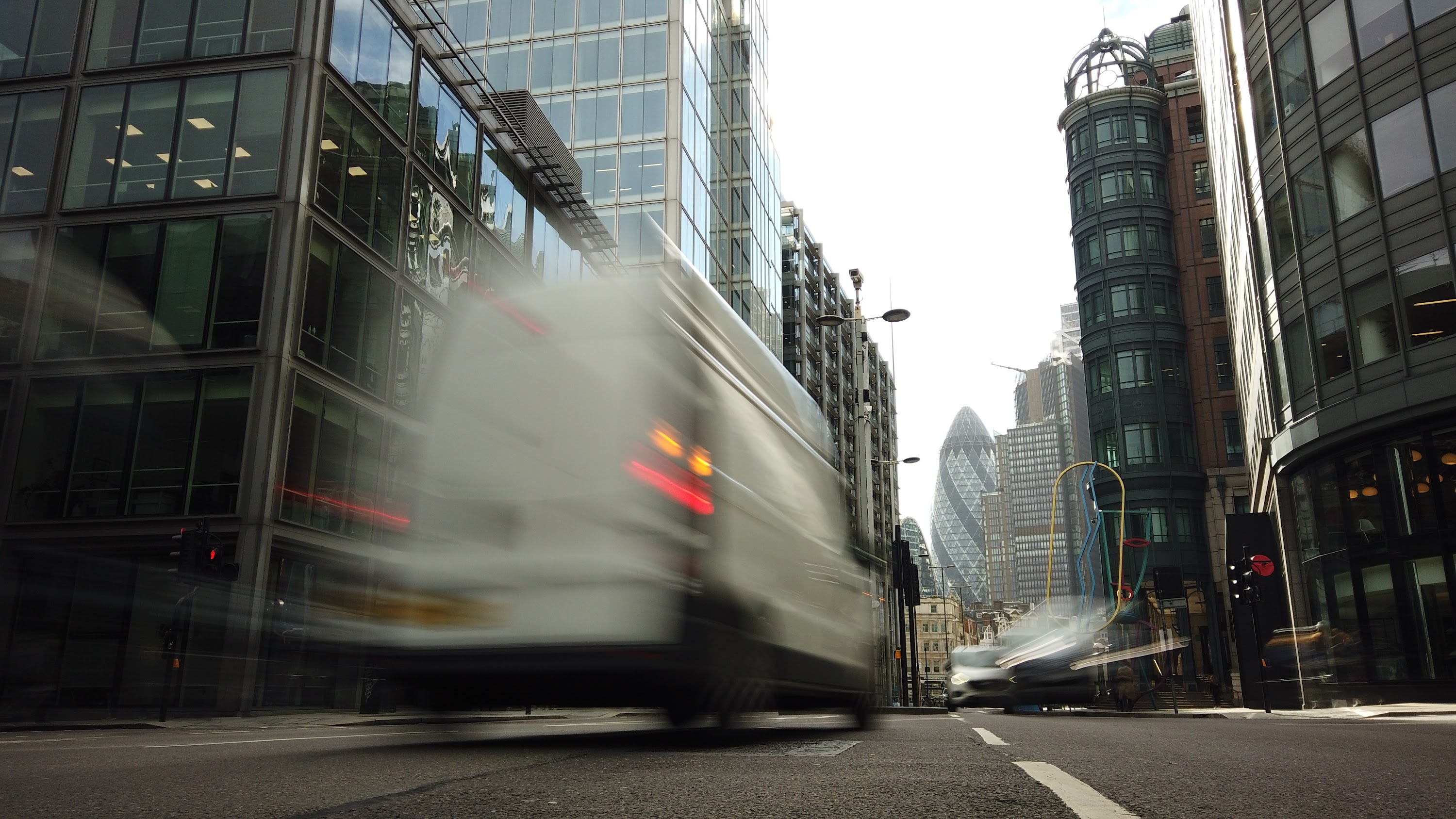 City of London Financial District Street View with The Gherkin