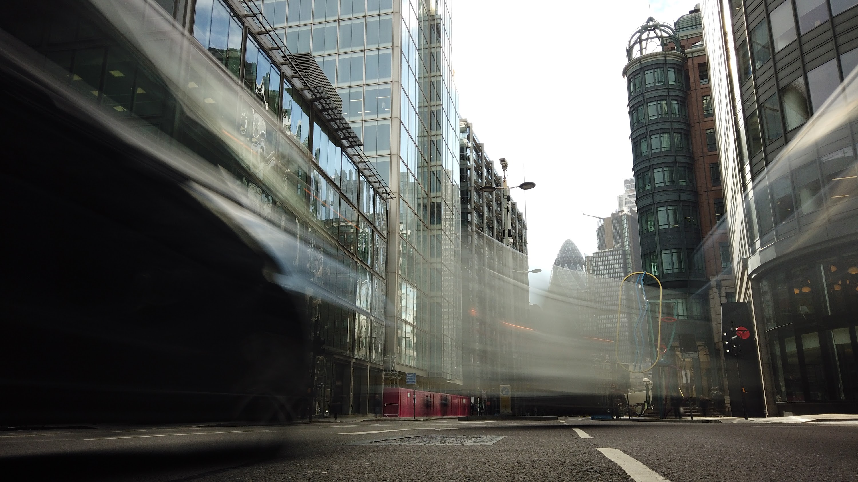 City of London Financial District Street View with The Gherkin
