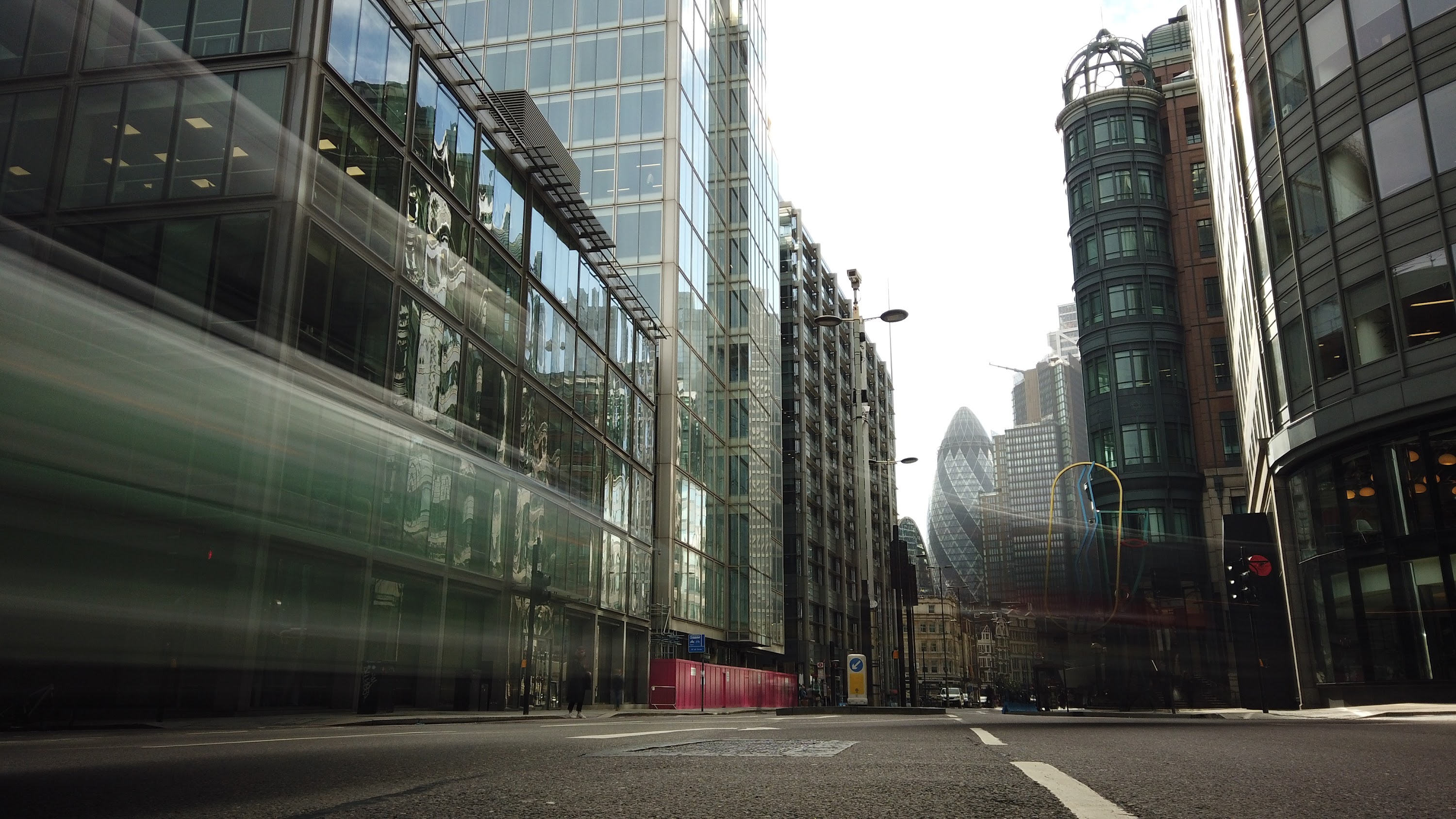 City of London Financial District Street View with The Gherkin