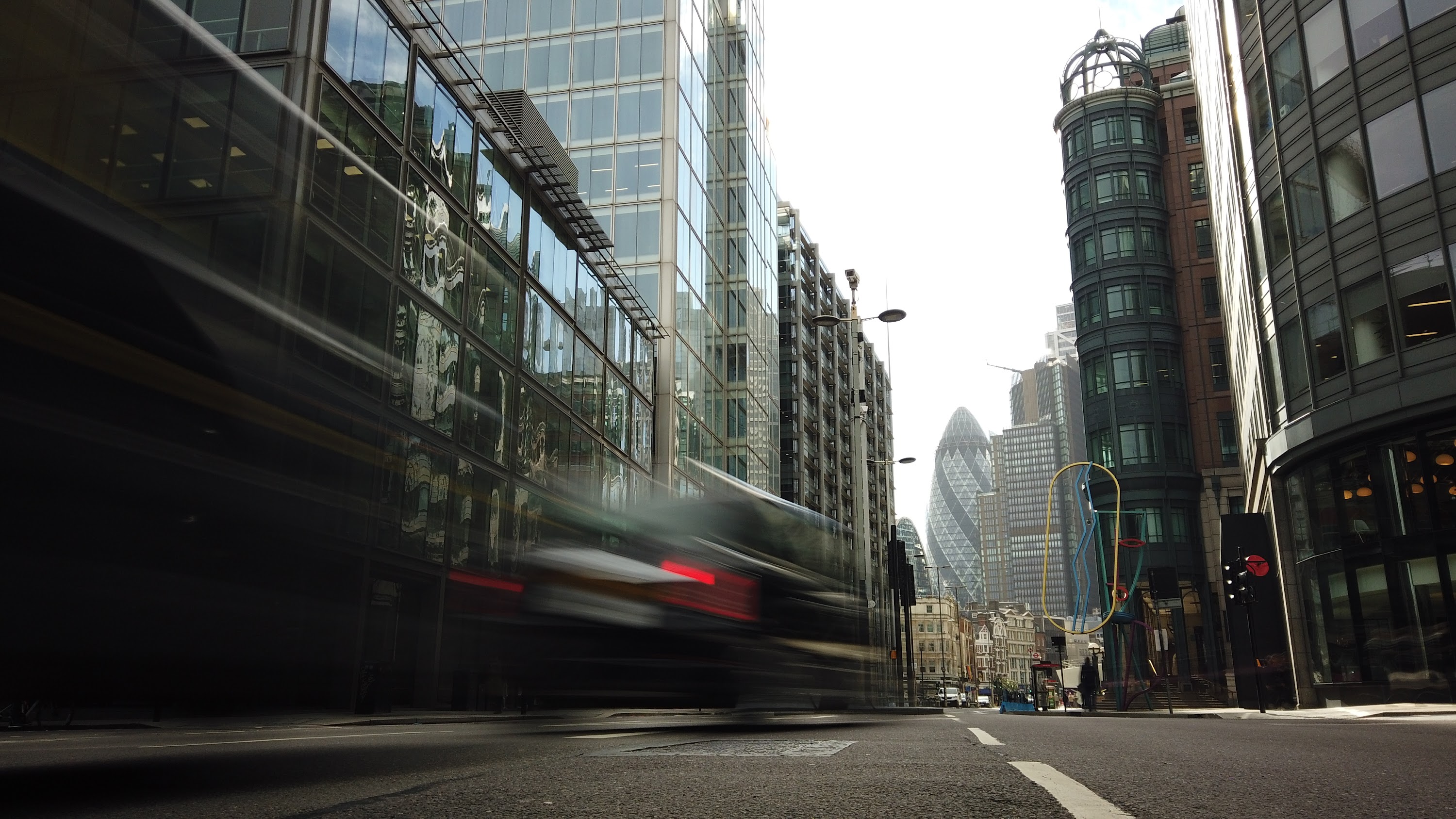 City of London Financial District Street View with The Gherkin
