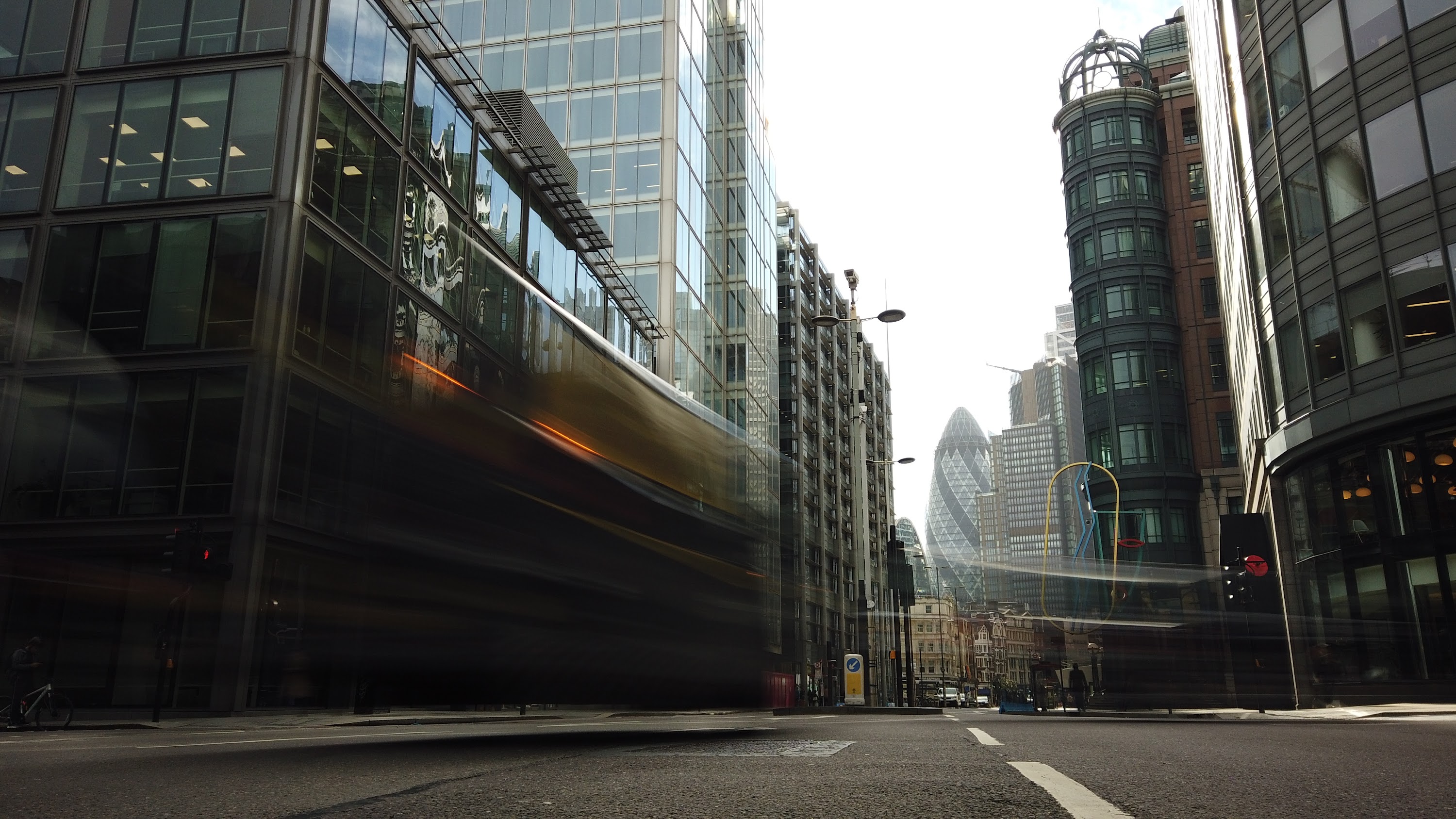 City of London Financial District Street View with The Gherkin