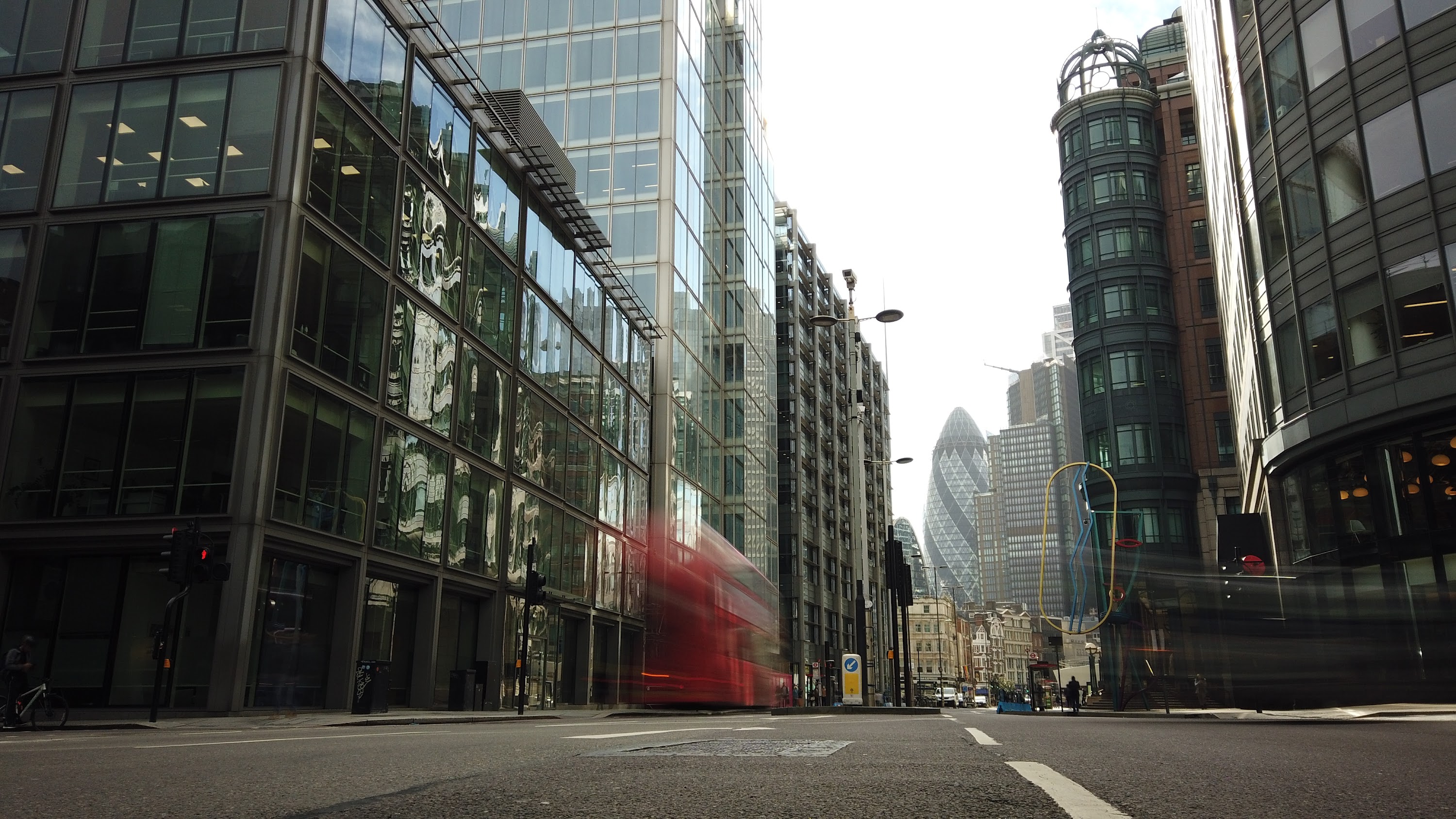 City of London Financial District Street View with The Gherkin