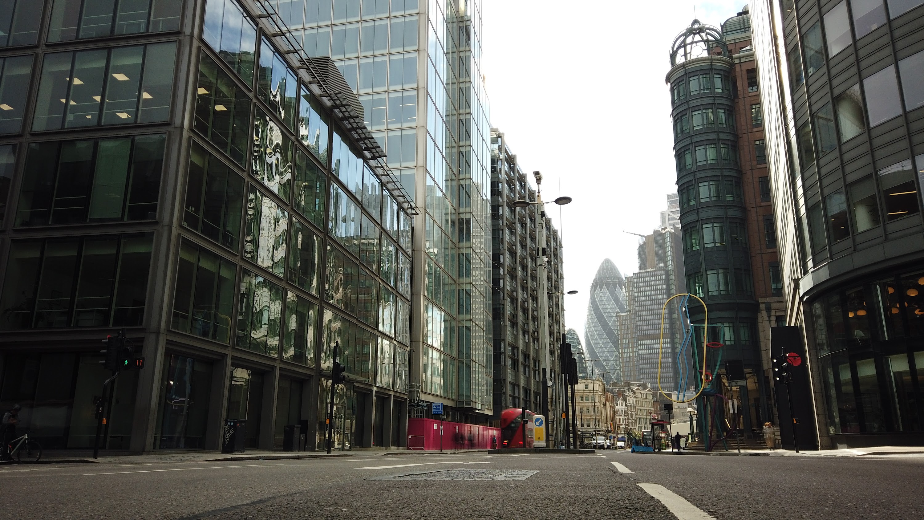 City of London Financial District Street View with The Gherkin