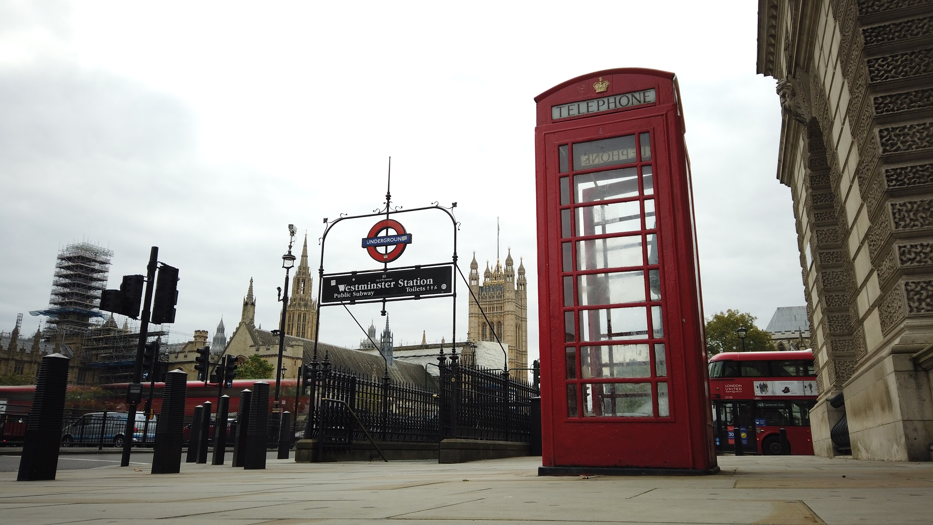 Red Telephone Box at Westminster Station, London