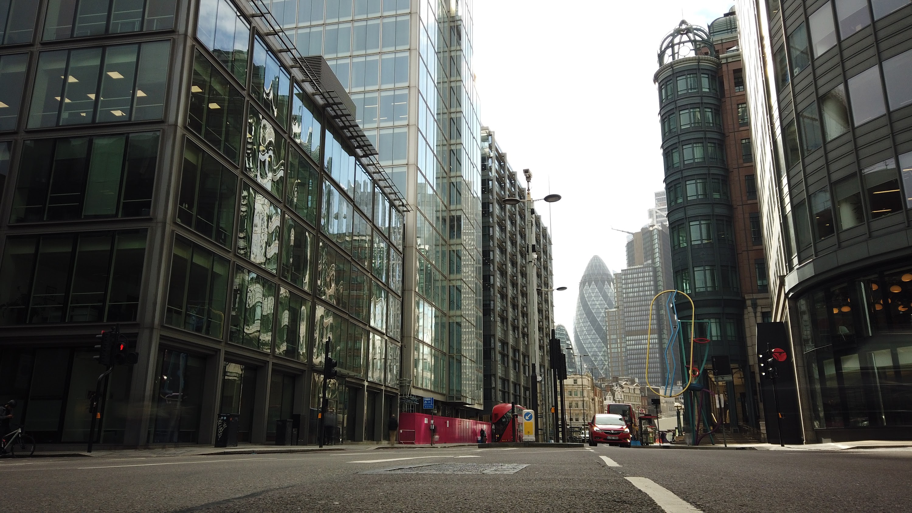 City of London Financial District Street View with The Gherkin