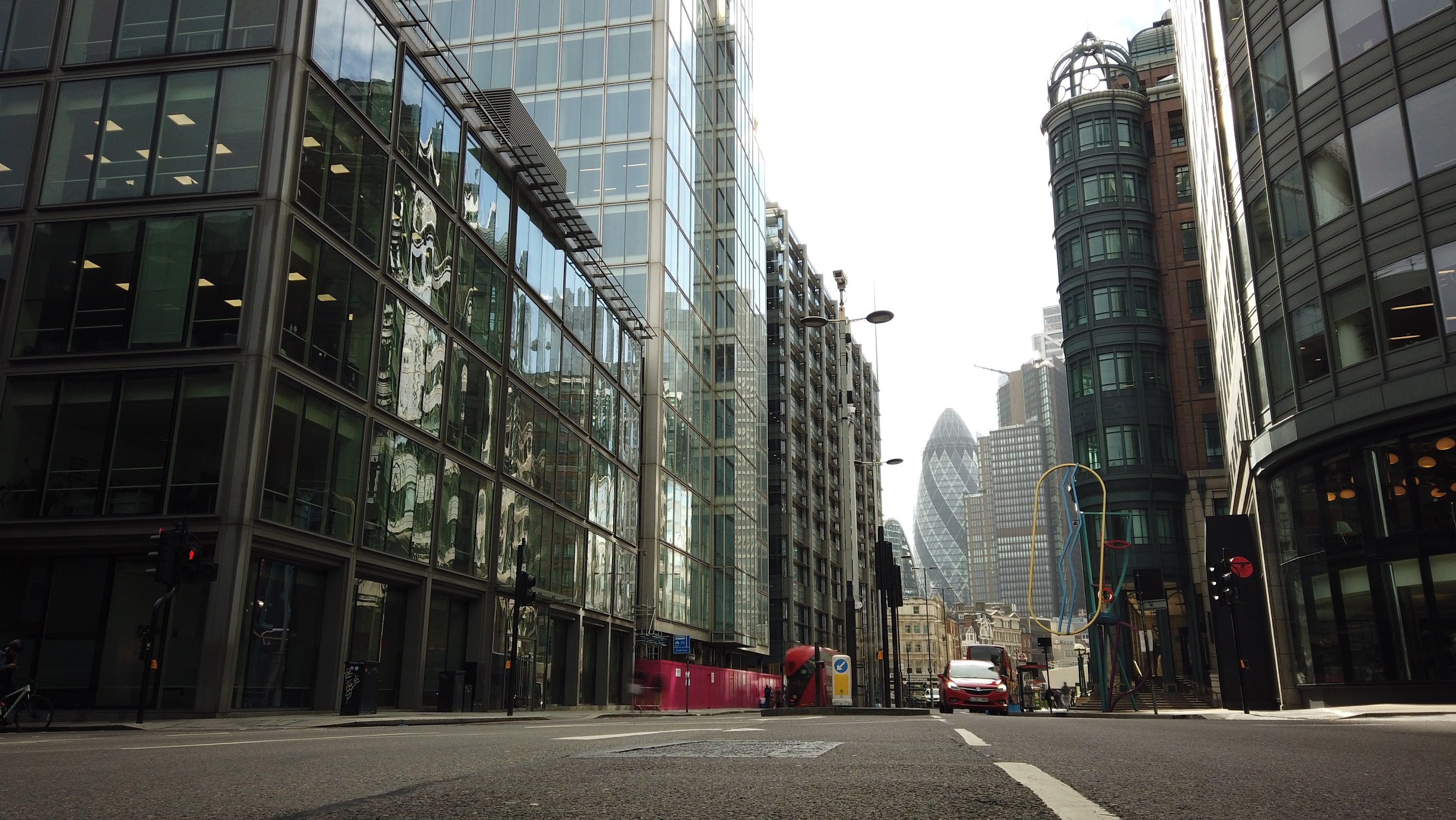 City of London Financial District Street View with The Gherkin