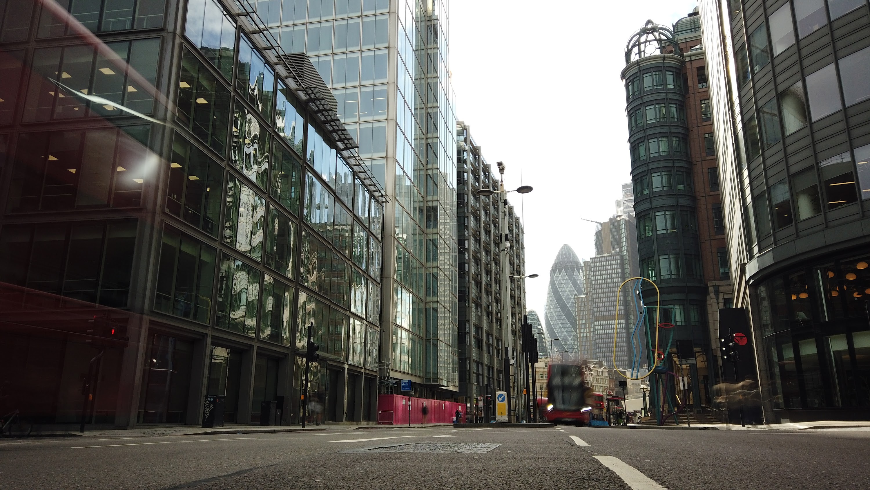 City of London Financial District Street View with The Gherkin