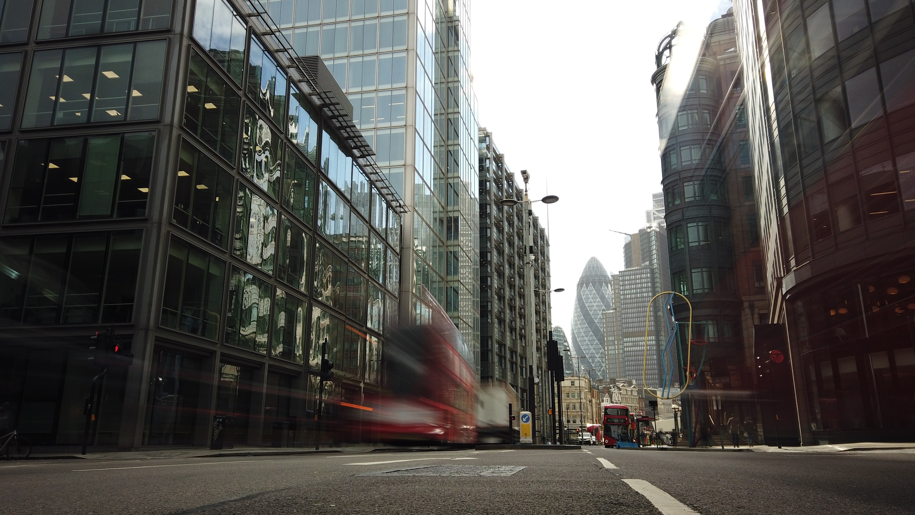 City of London Financial District Street View with The Gherkin