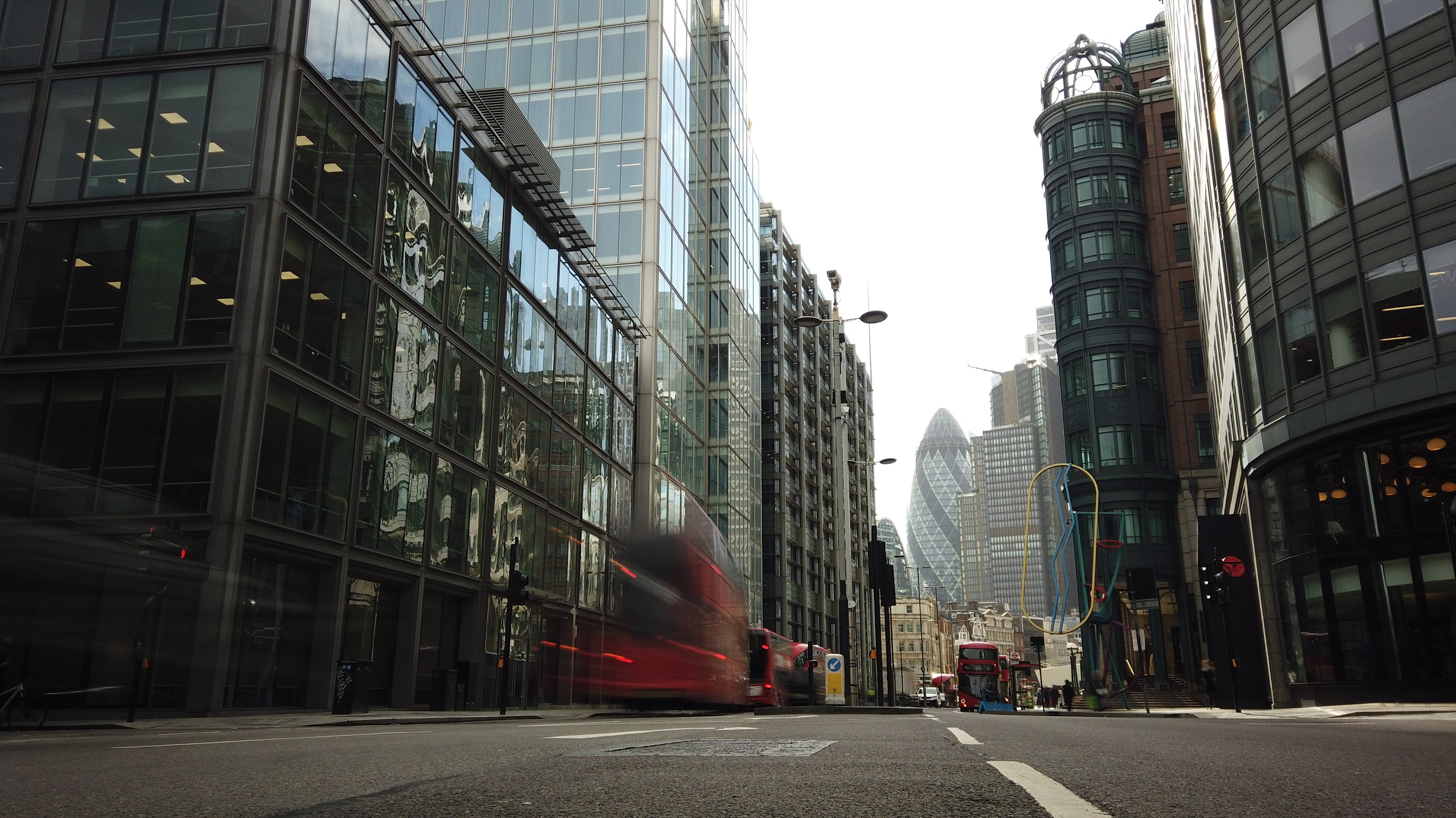 City of London Financial District Street View with The Gherkin