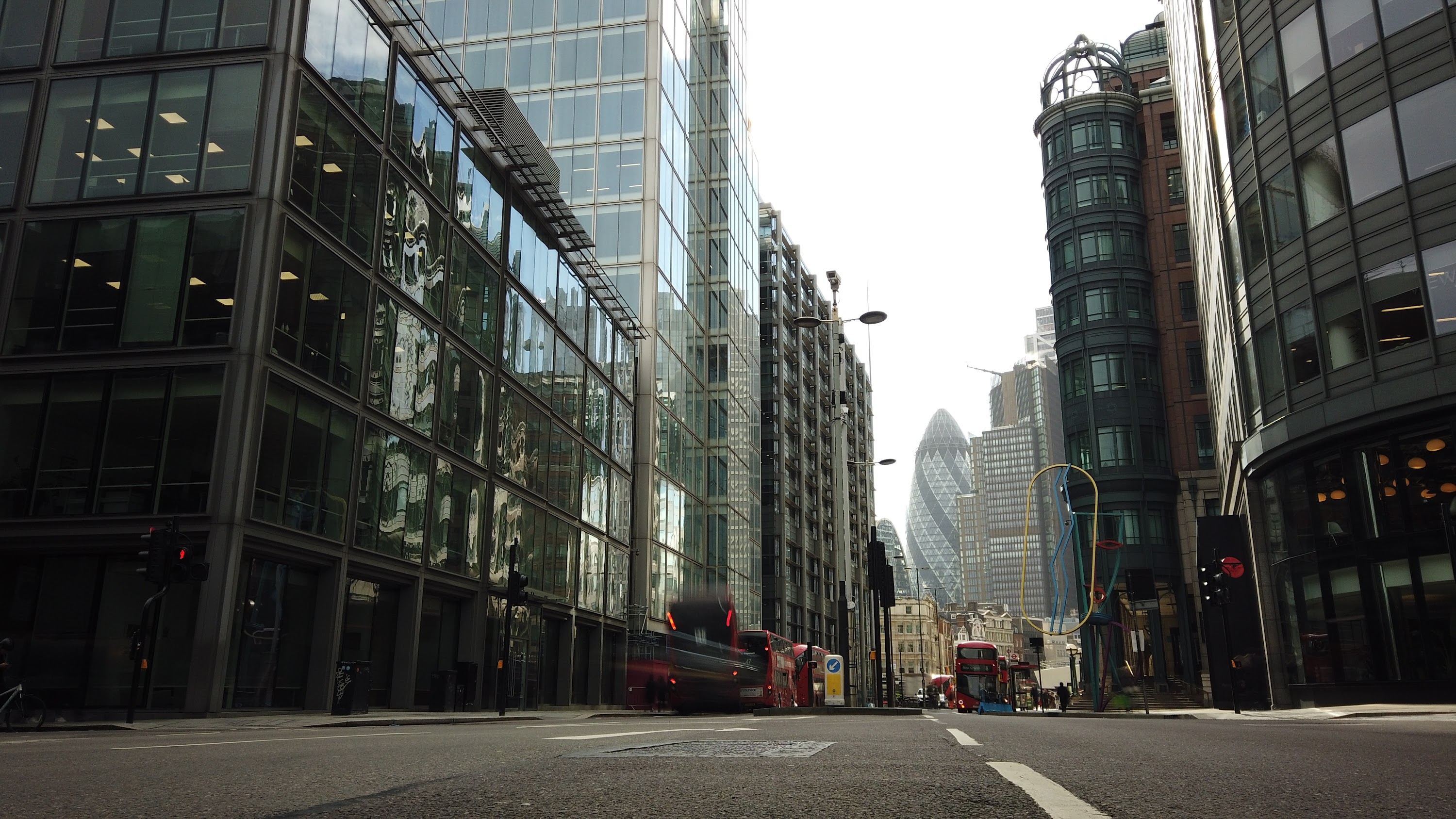 City of London Financial District Street View with The Gherkin