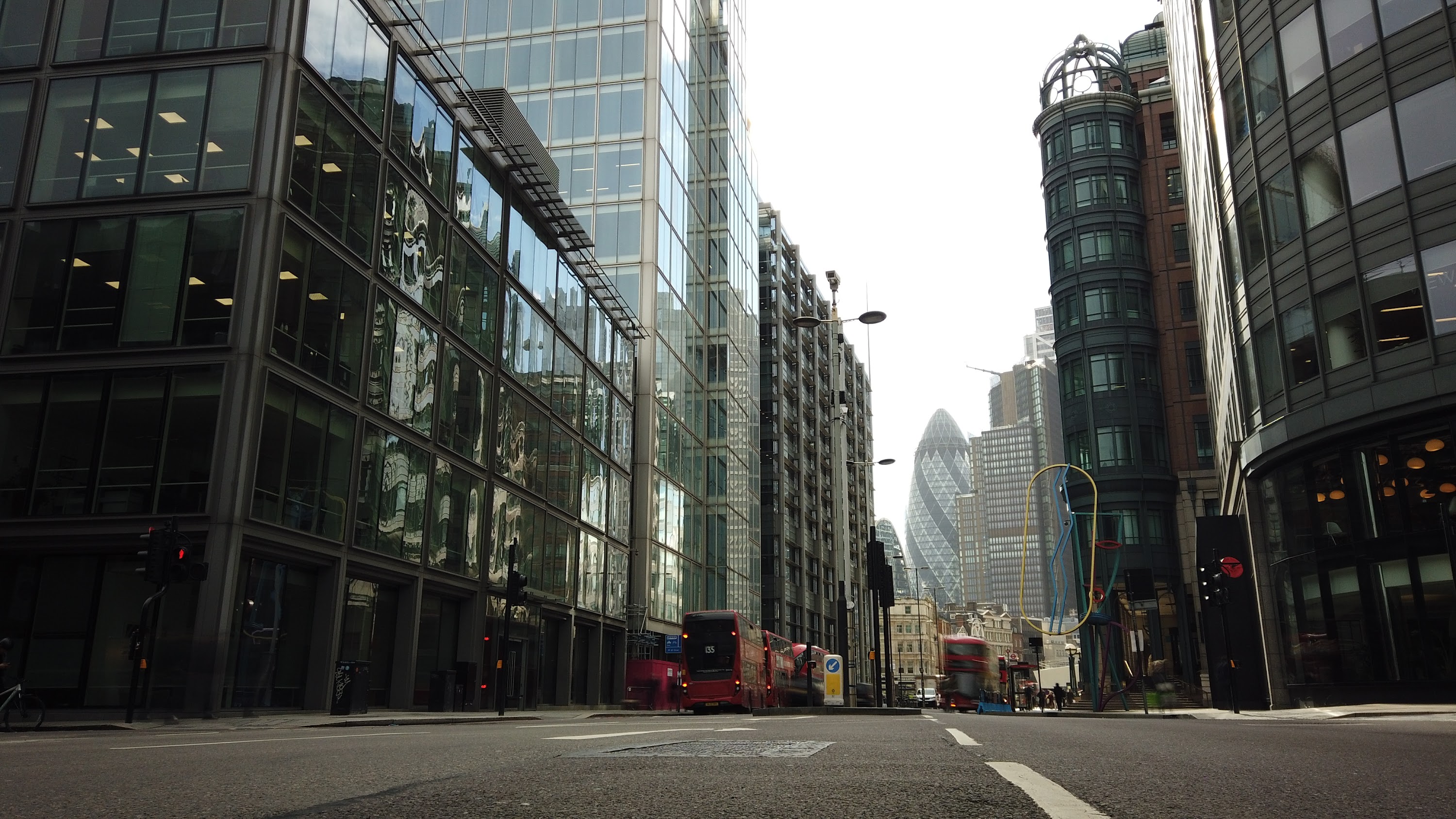 City of London Financial District Street View with The Gherkin