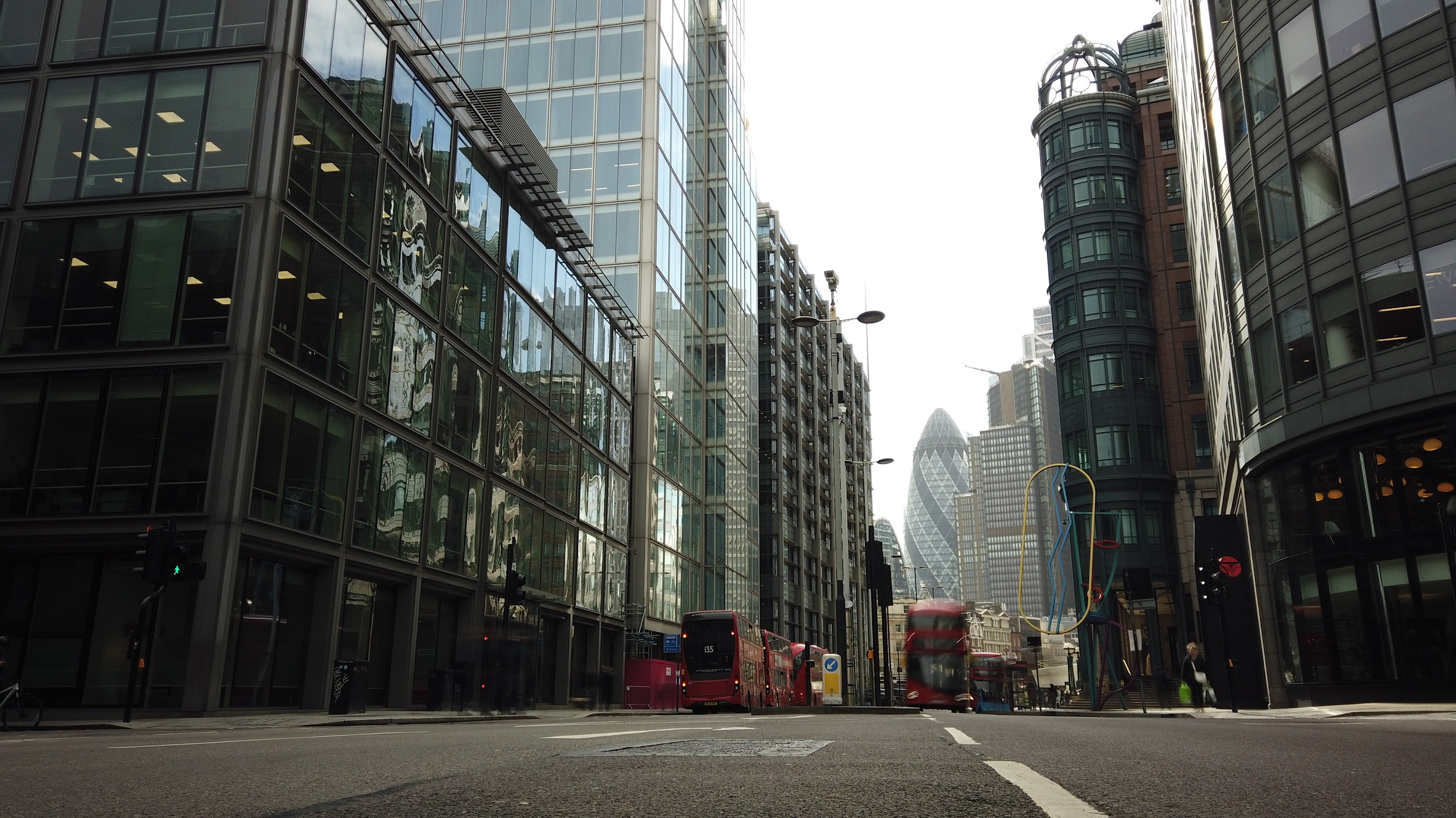 City of London Financial District Street View with The Gherkin