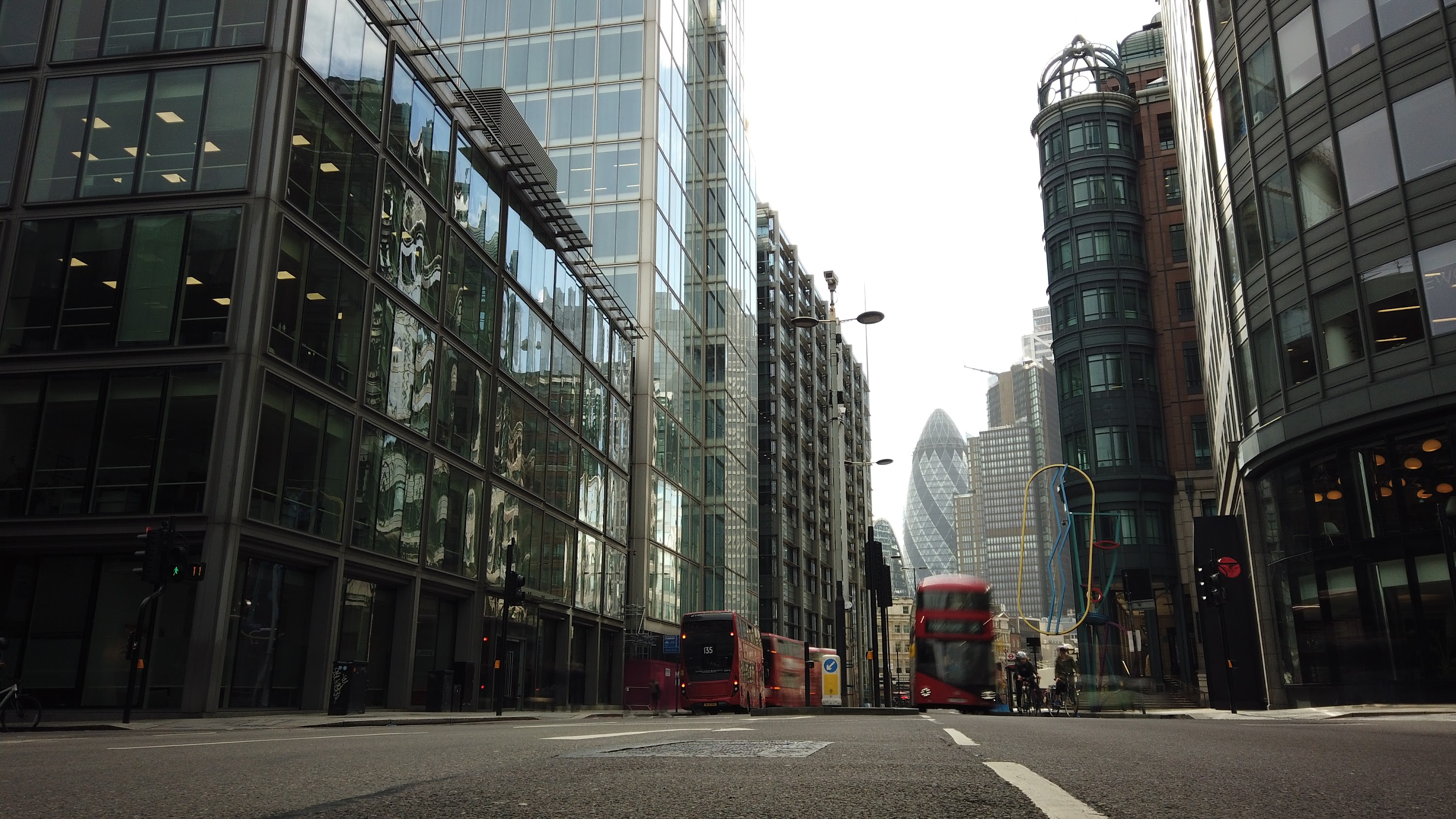 City of London Financial District Street View with The Gherkin