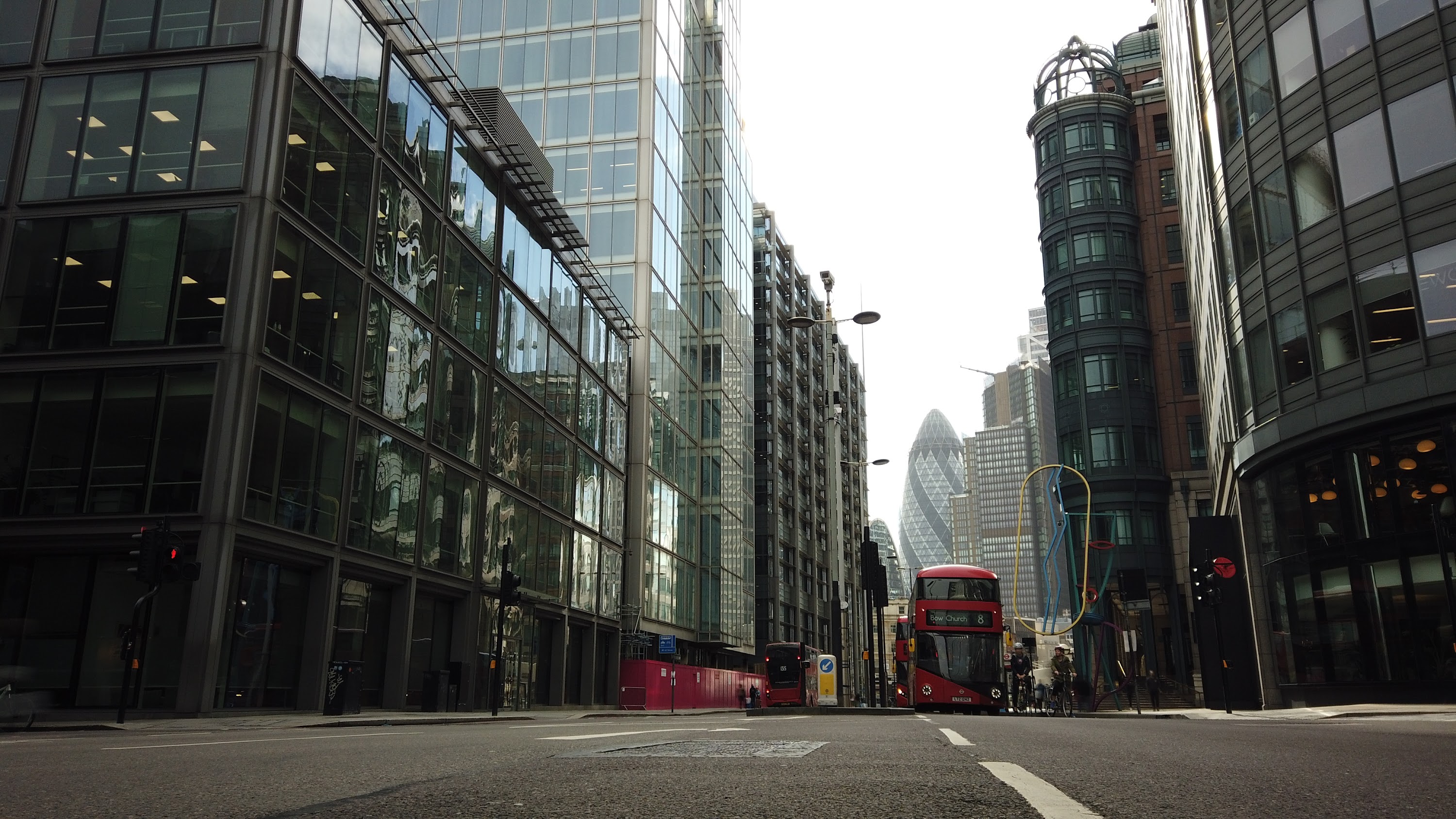 City of London Financial District Street View with The Gherkin