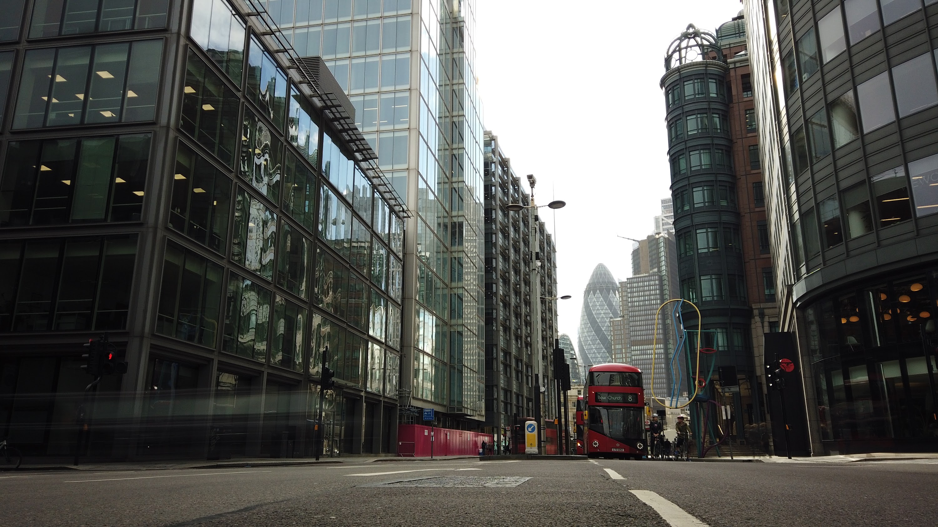 City of London Financial District Street View with The Gherkin