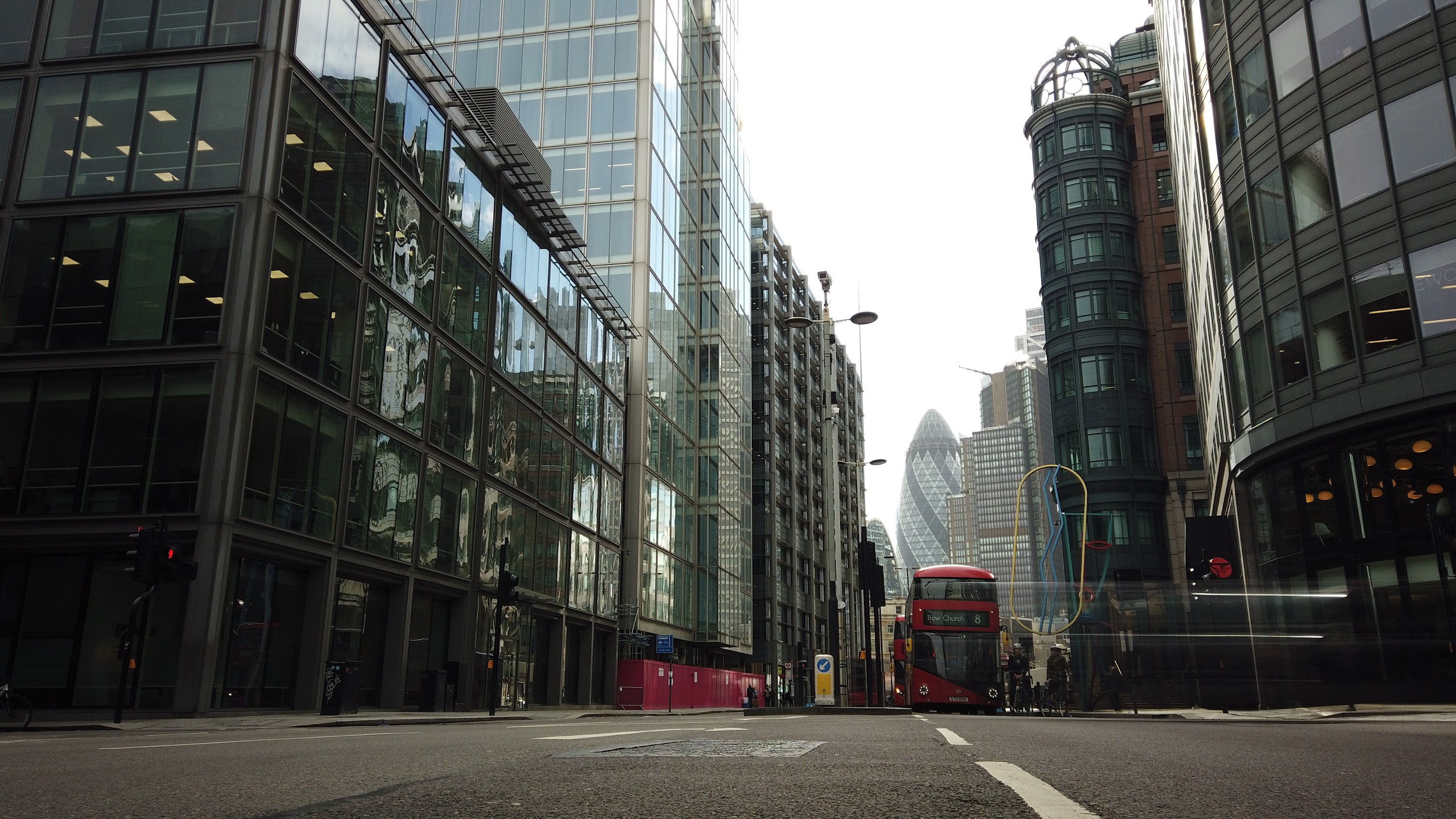 City of London Financial District Street View with The Gherkin