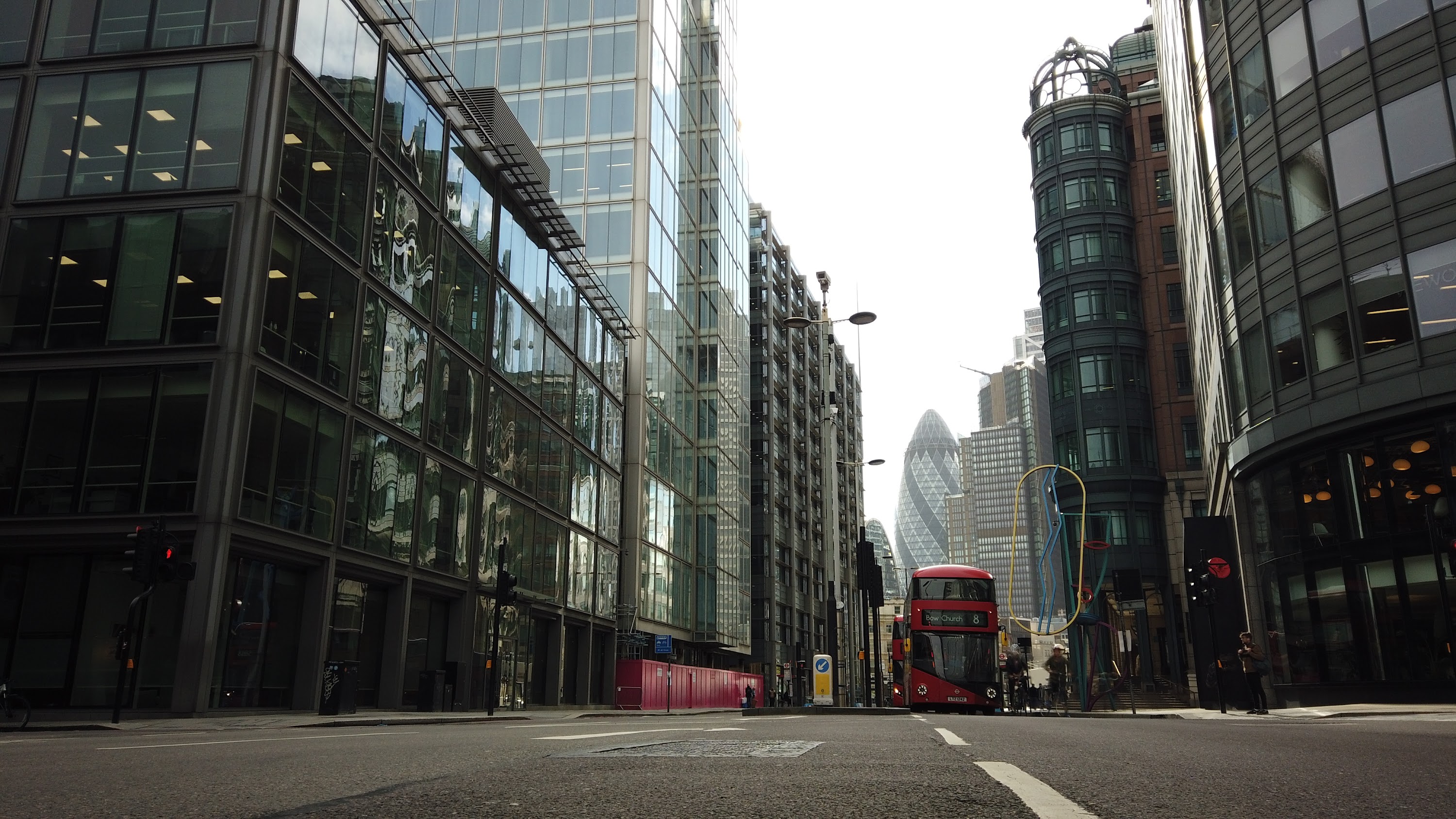 City of London Financial District Street View with The Gherkin