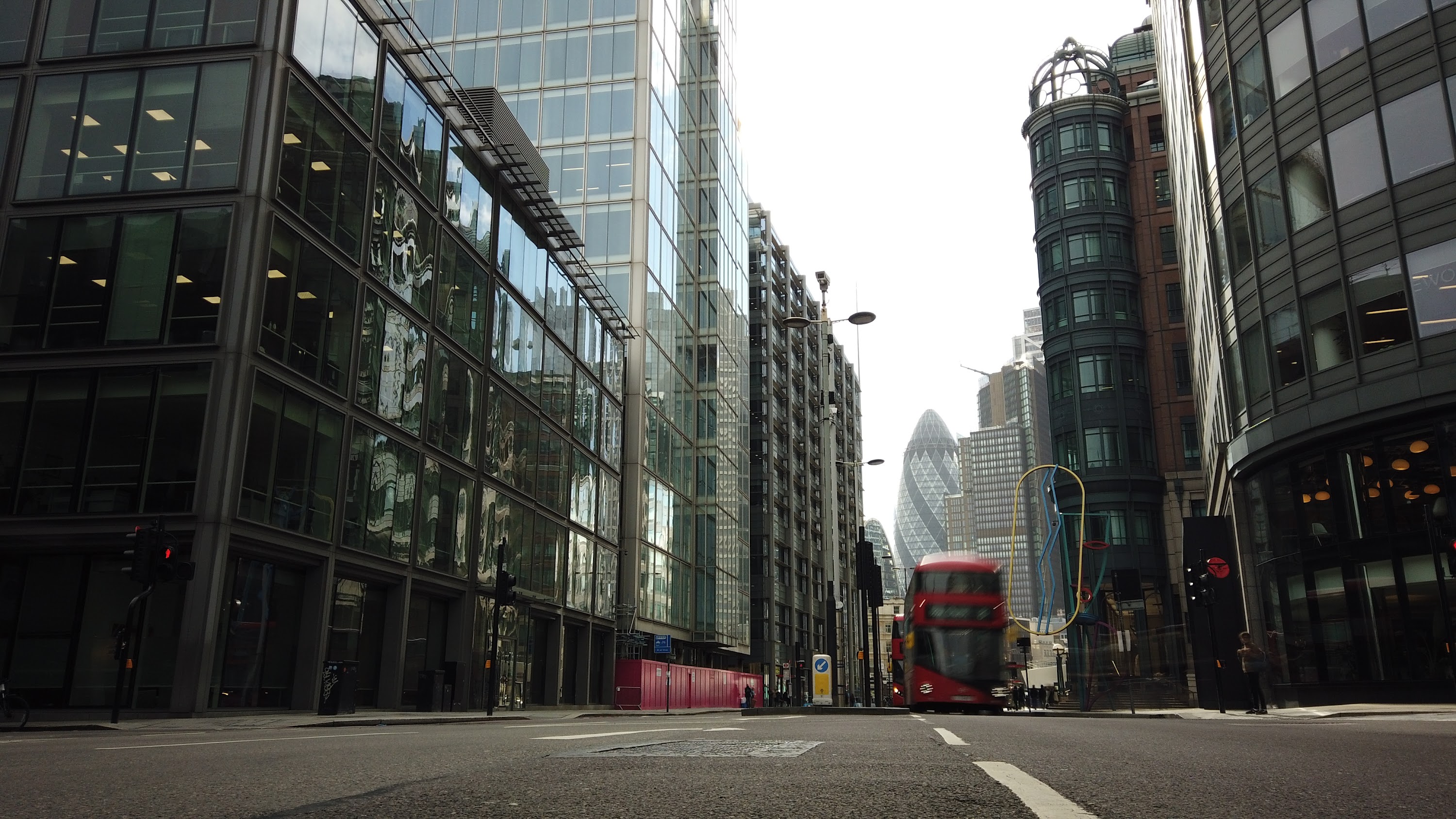 City of London Financial District Street View with The Gherkin