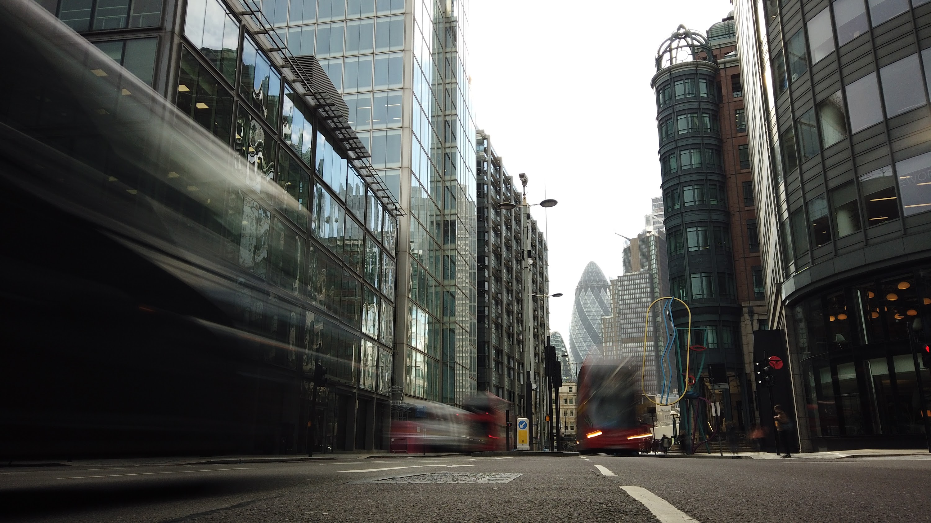City of London Financial District Street View with The Gherkin