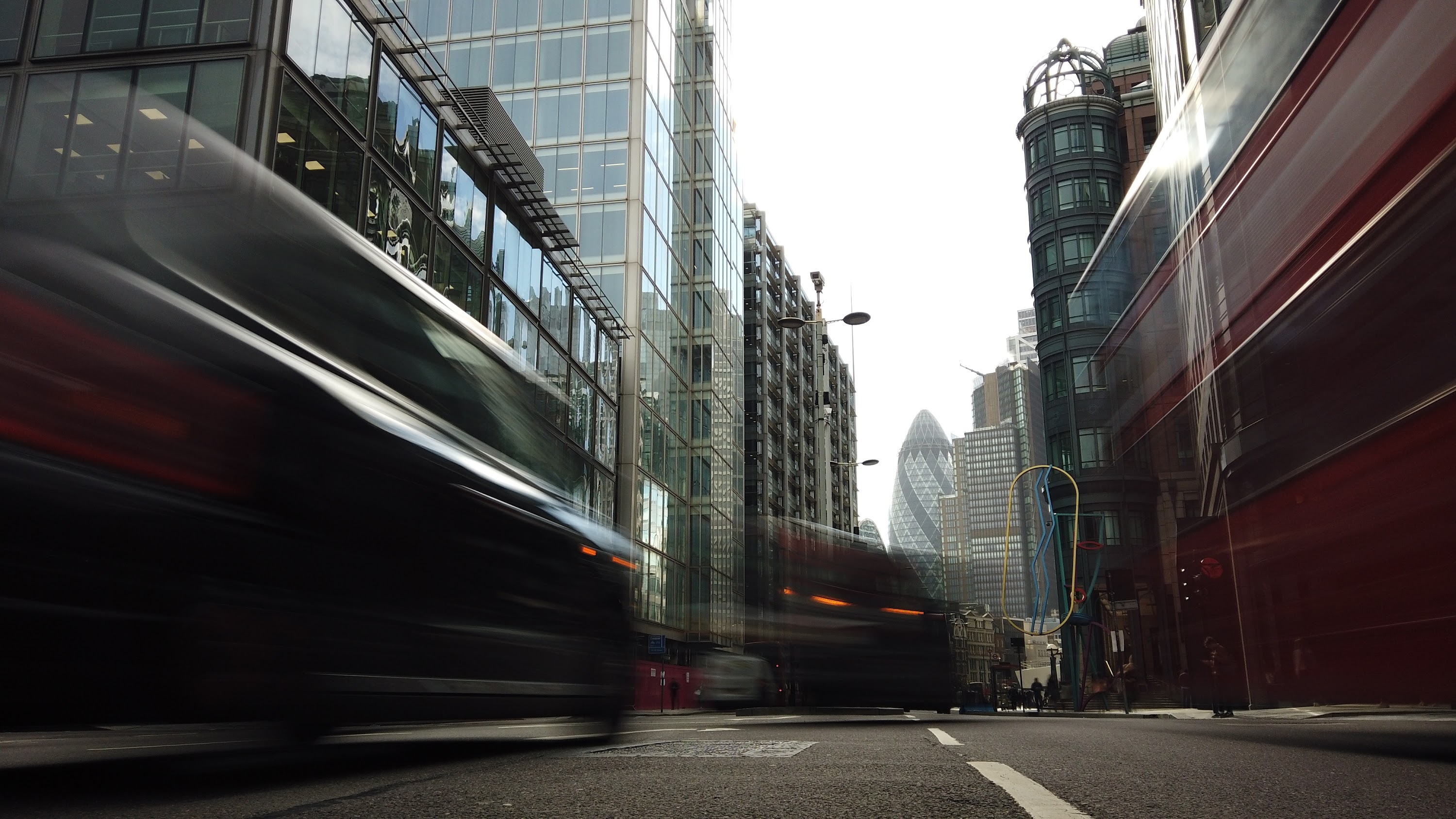 City of London Financial District Street View with The Gherkin