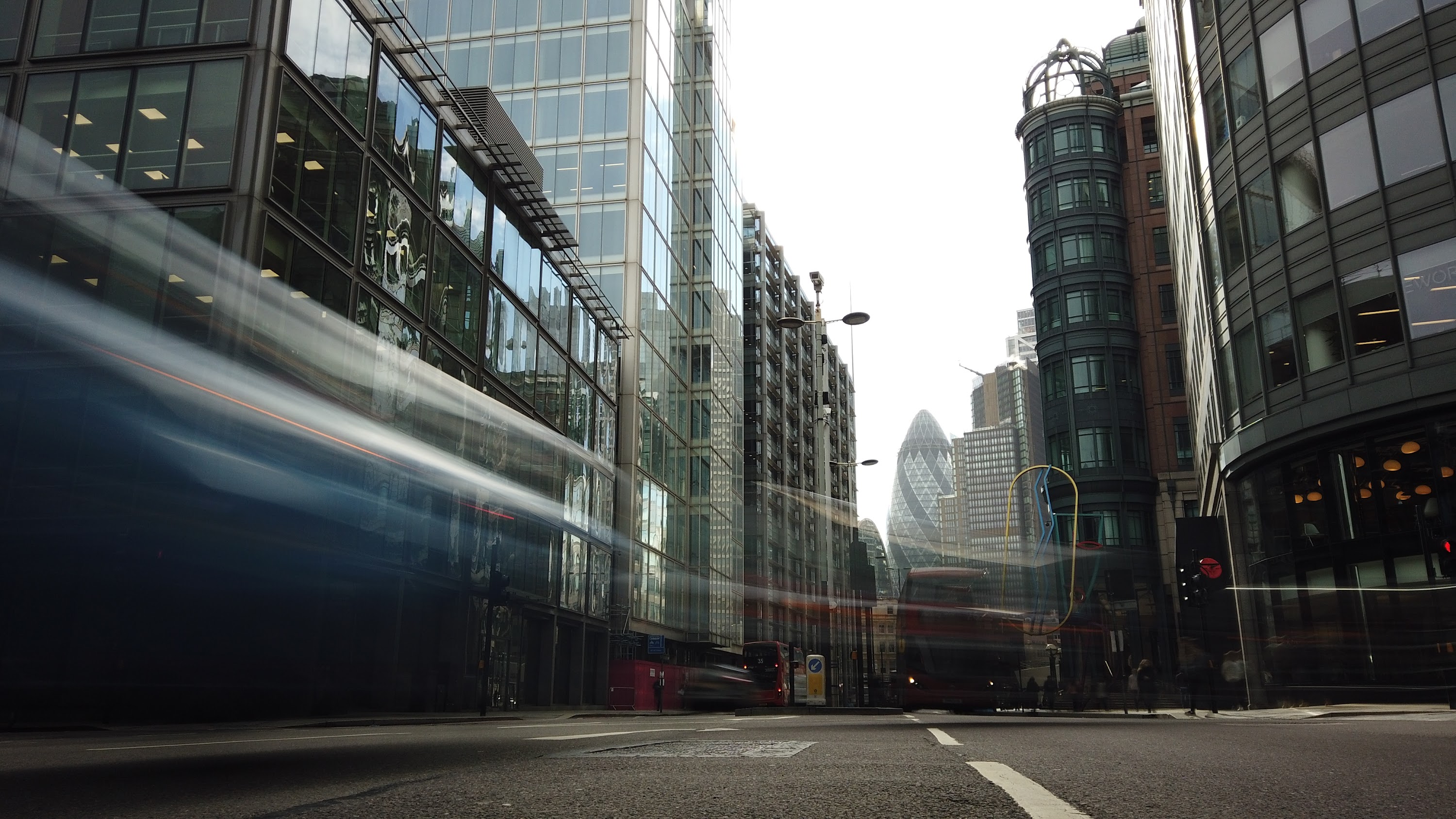 City of London Financial District Street View with The Gherkin