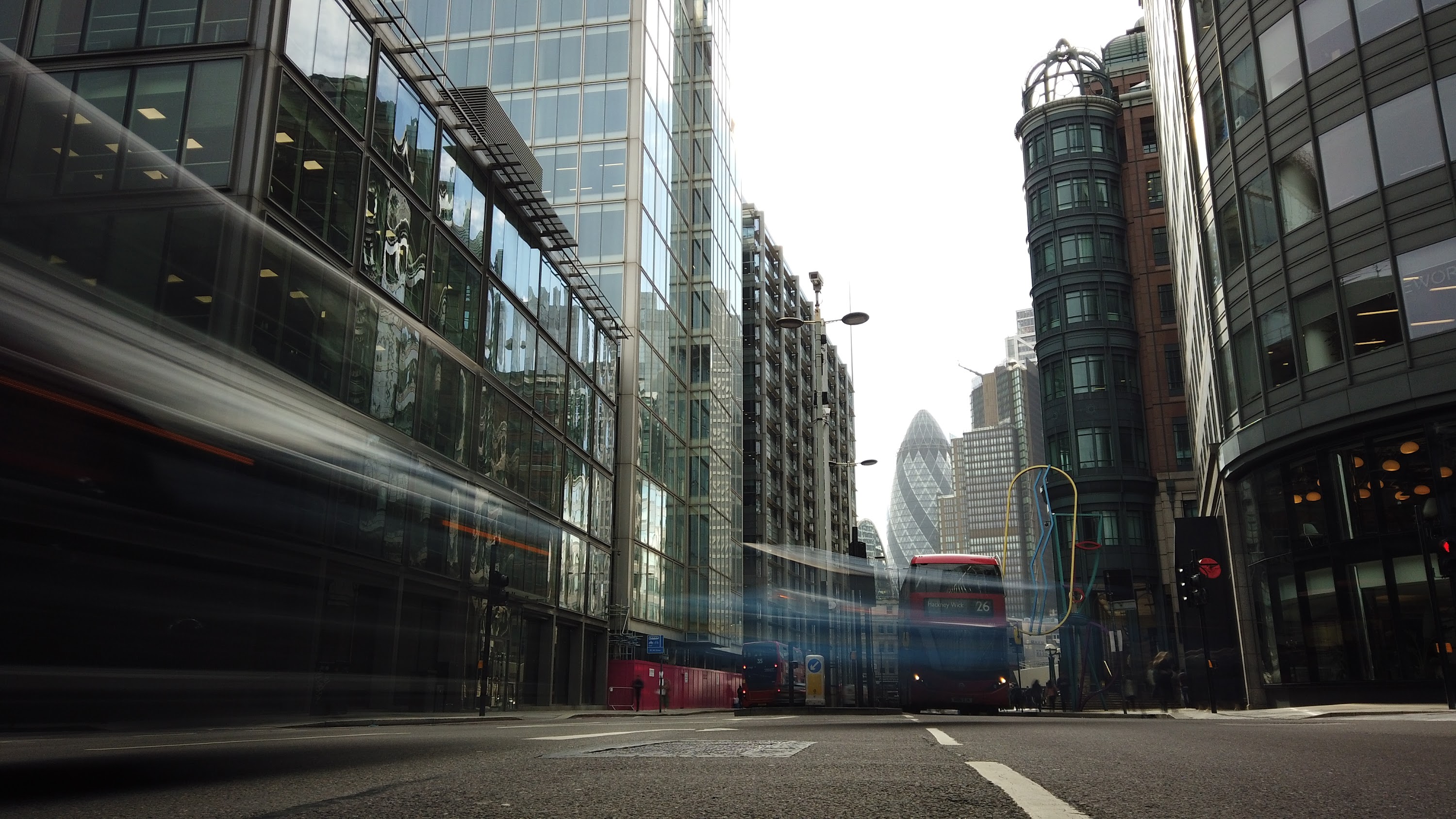 City of London Financial District Street View with The Gherkin