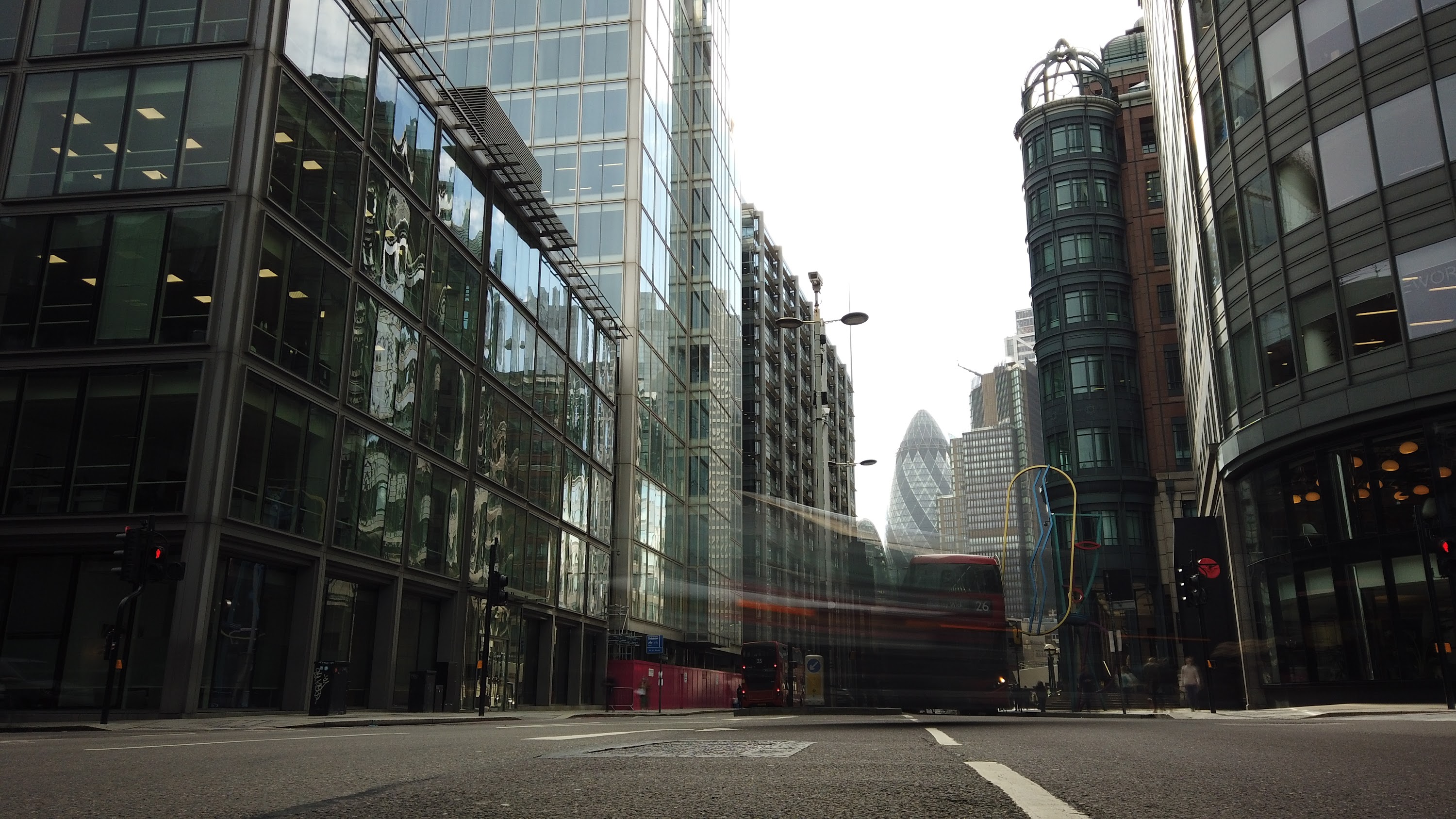 City of London Financial District Street View with The Gherkin