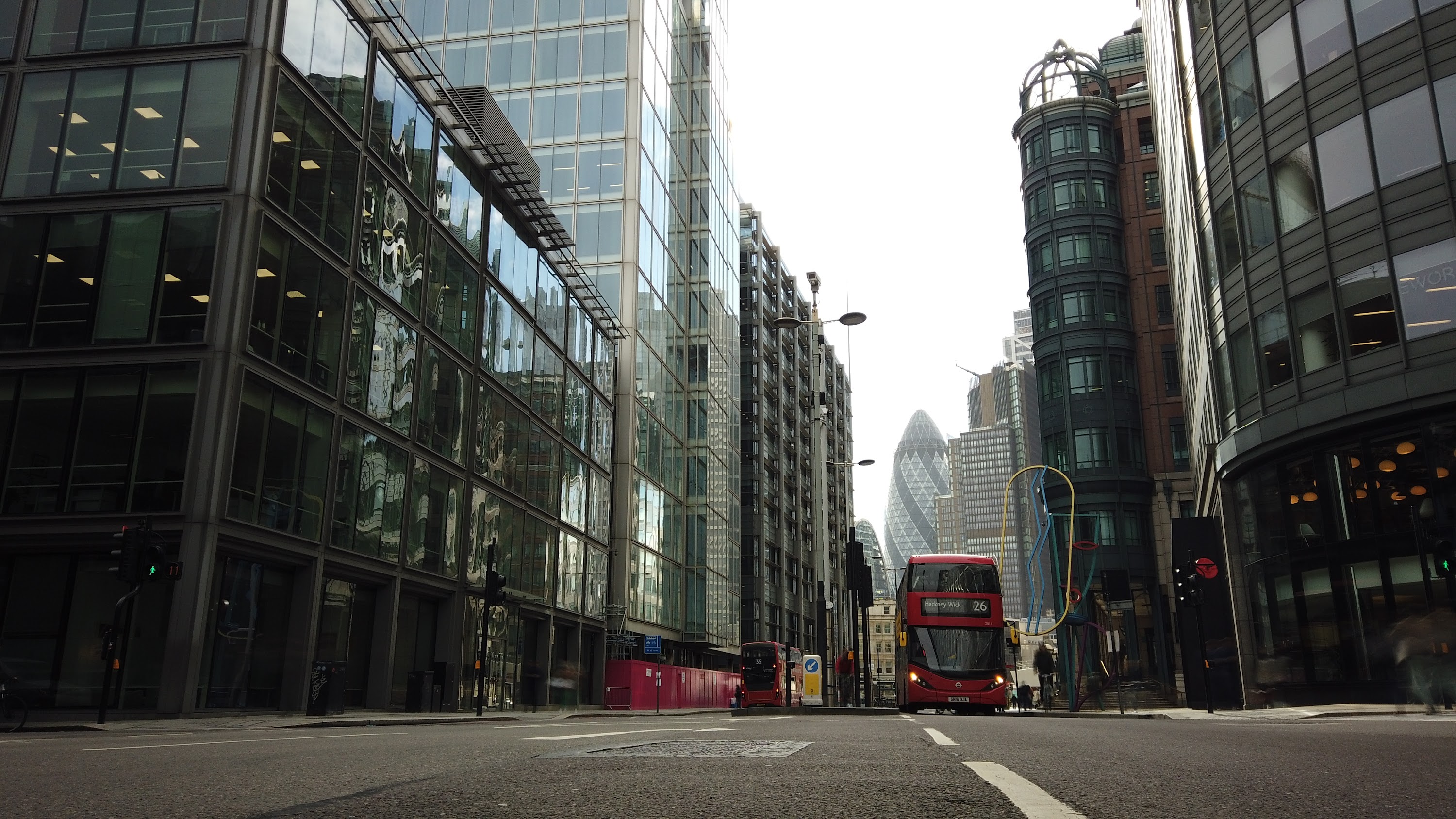 City of London Financial District Street View with The Gherkin