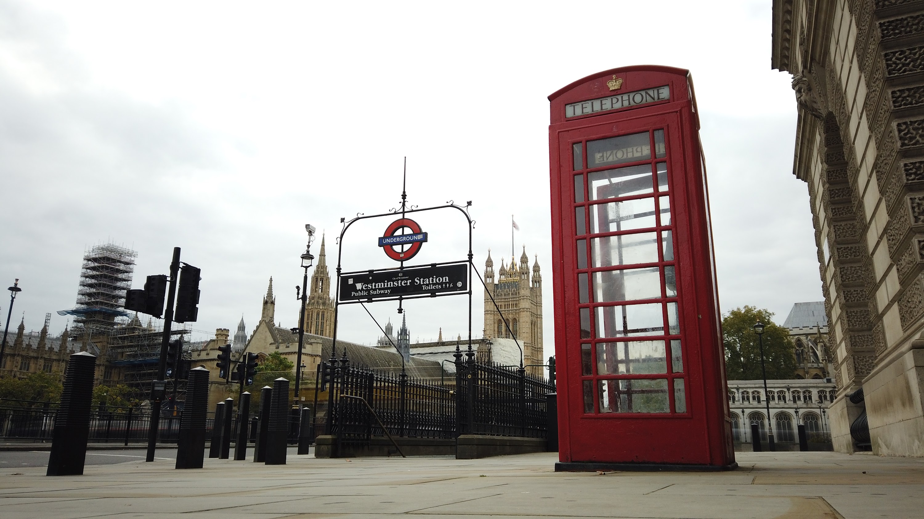 Red Telephone Box at Westminster Station, London