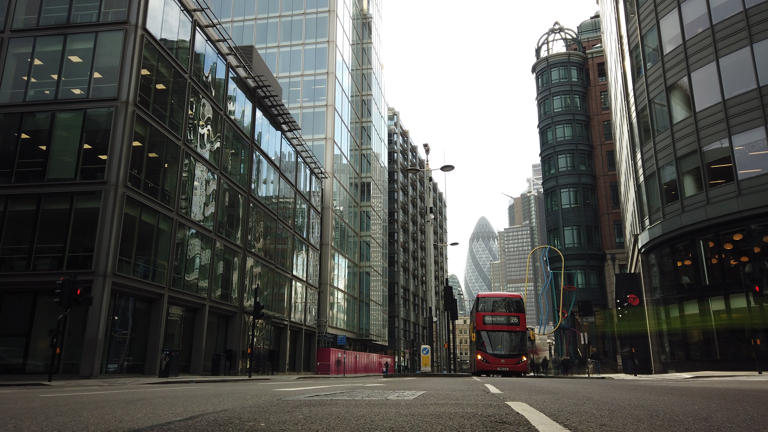 City of London Financial District Street View with The Gherkin