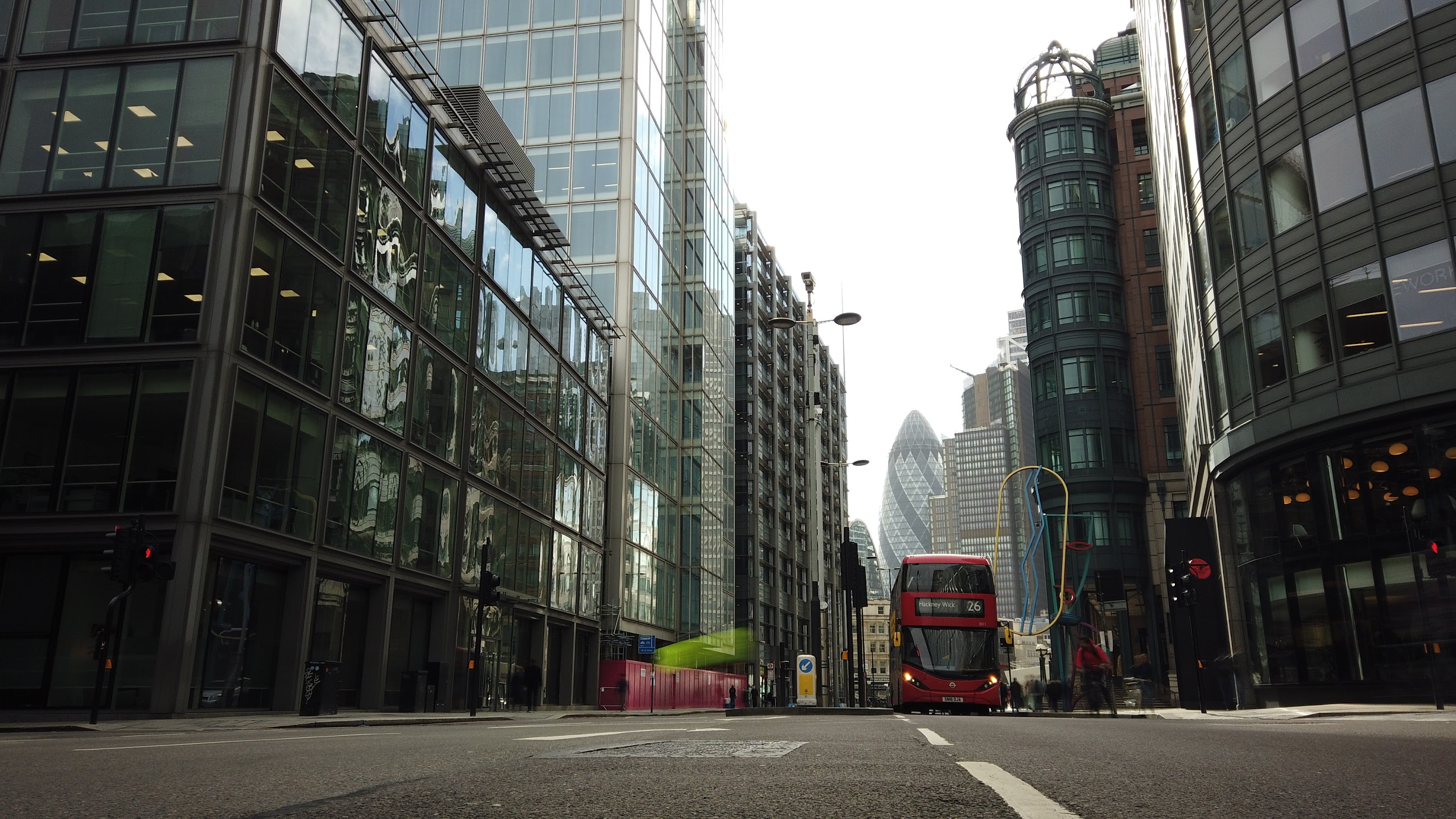City of London Financial District Street View with The Gherkin