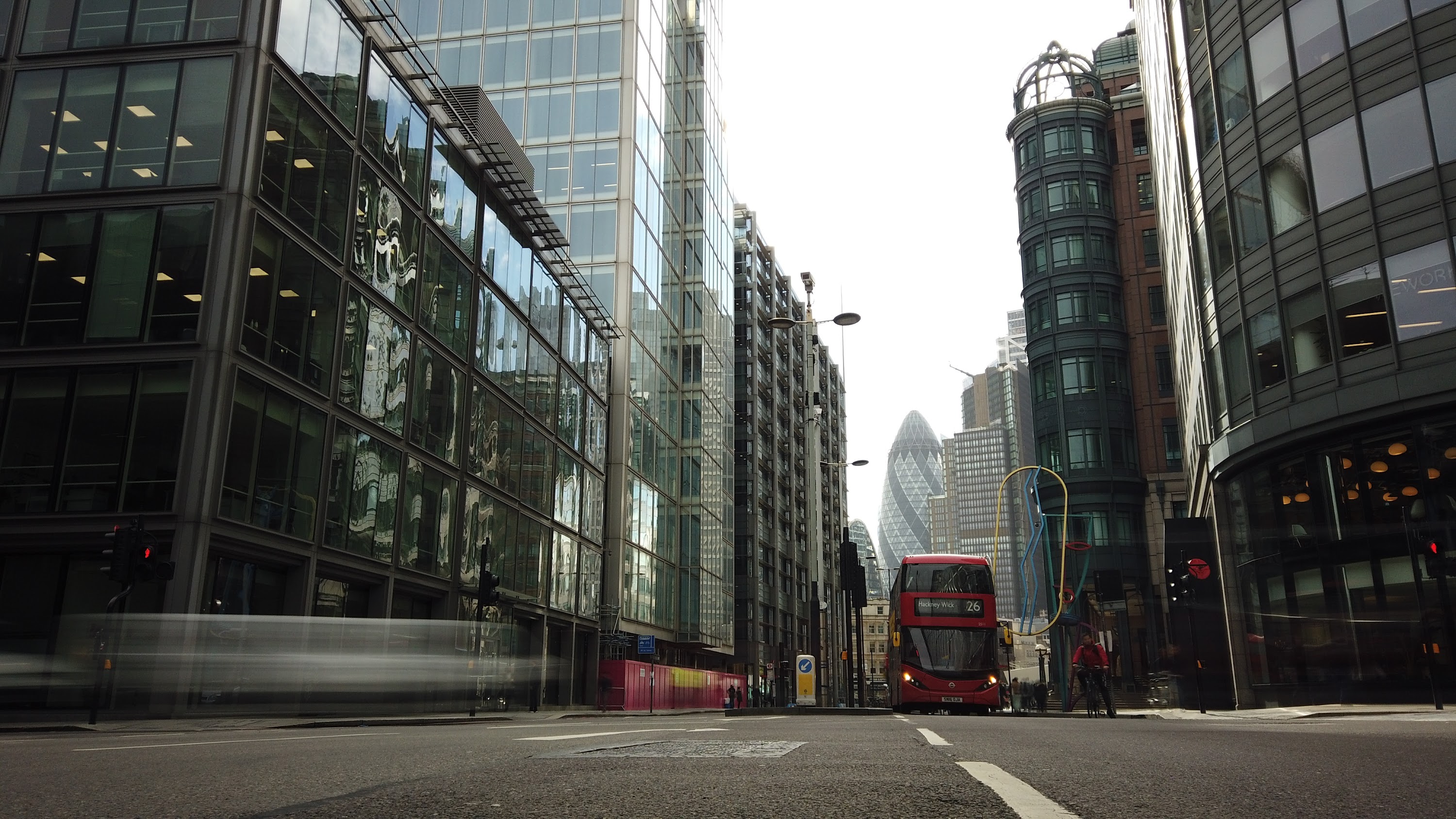 City of London Financial District Street View with The Gherkin