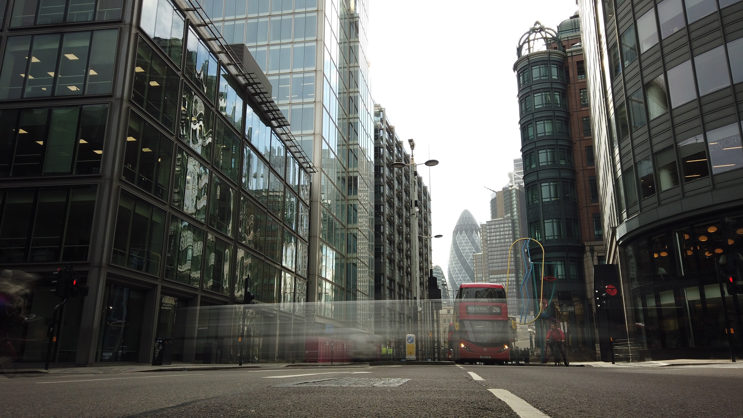 City of London Financial District Street View with The Gherkin