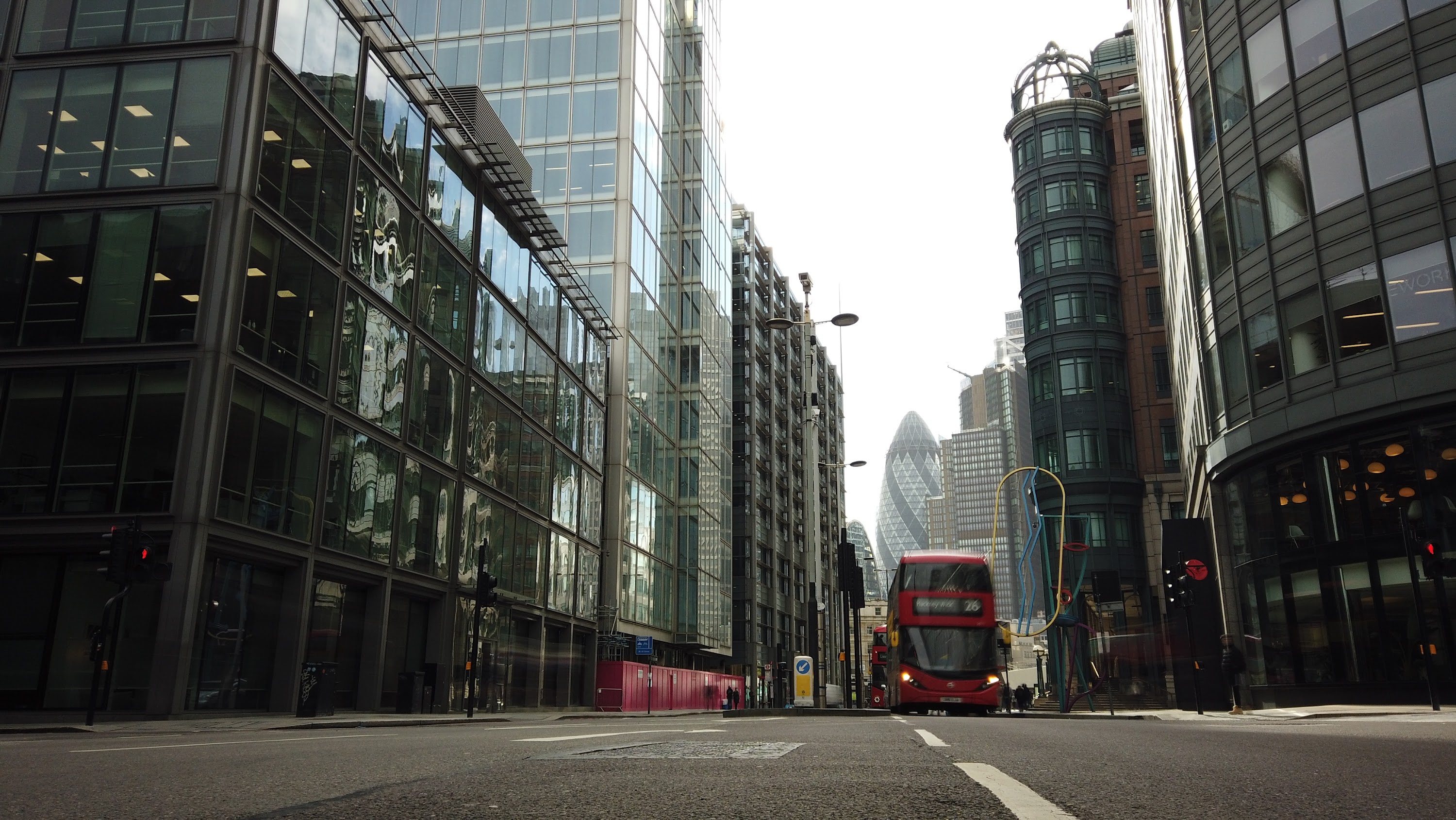 City of London Financial District Street View with The Gherkin
