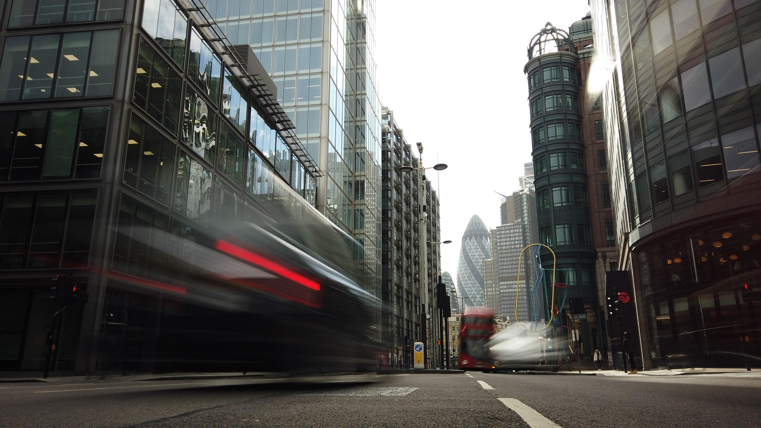 City of London Financial District Street View with The Gherkin