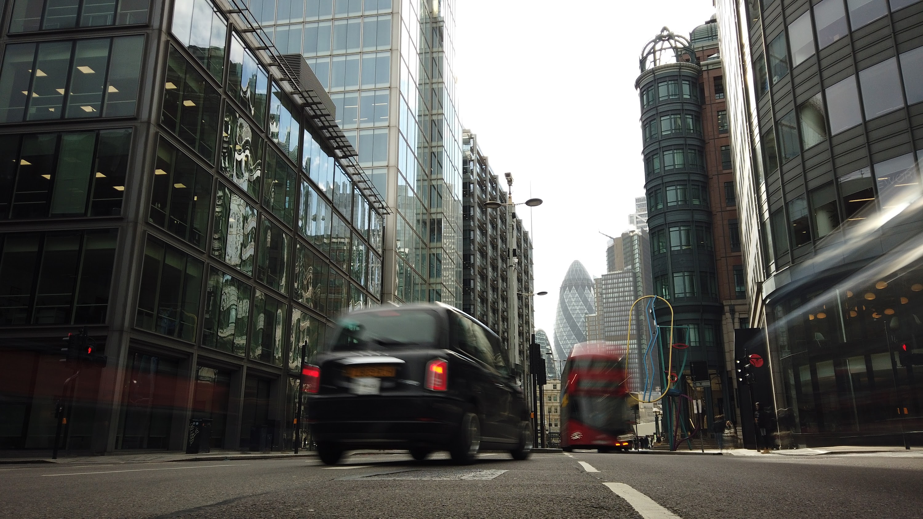 City of London Financial District Street View with The Gherkin