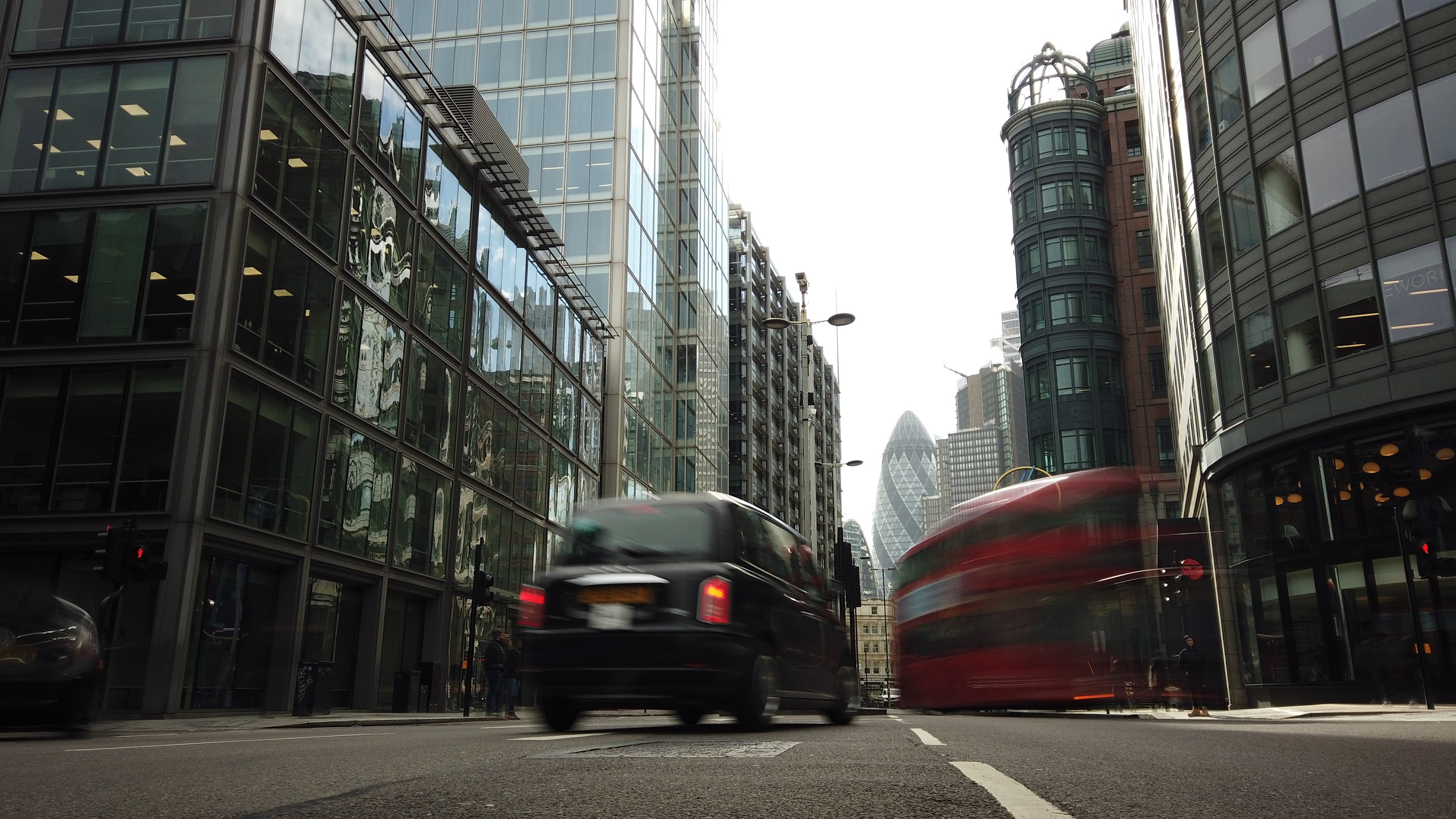 City of London Financial District Street View with The Gherkin