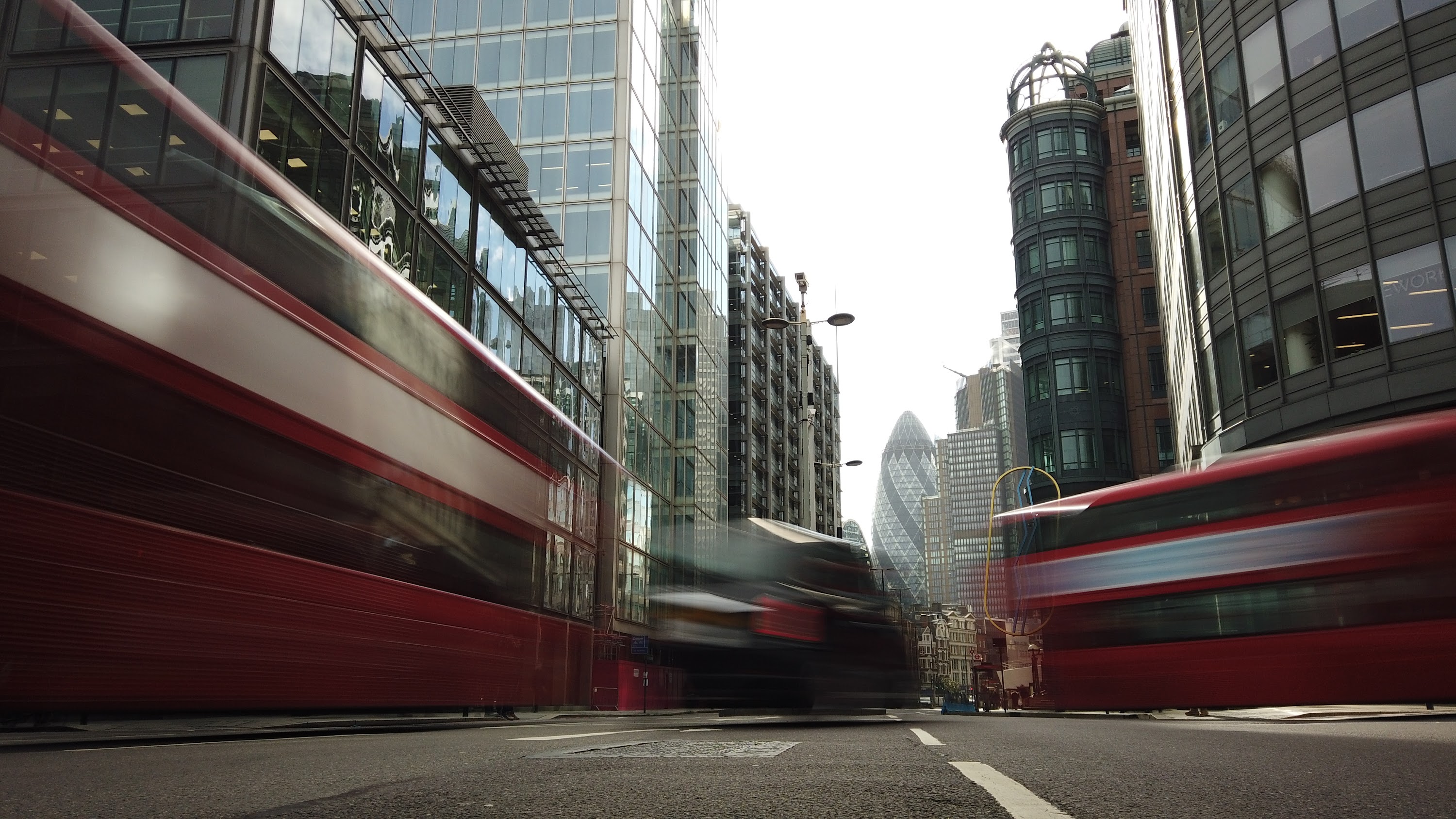 City of London Financial District Street View with The Gherkin