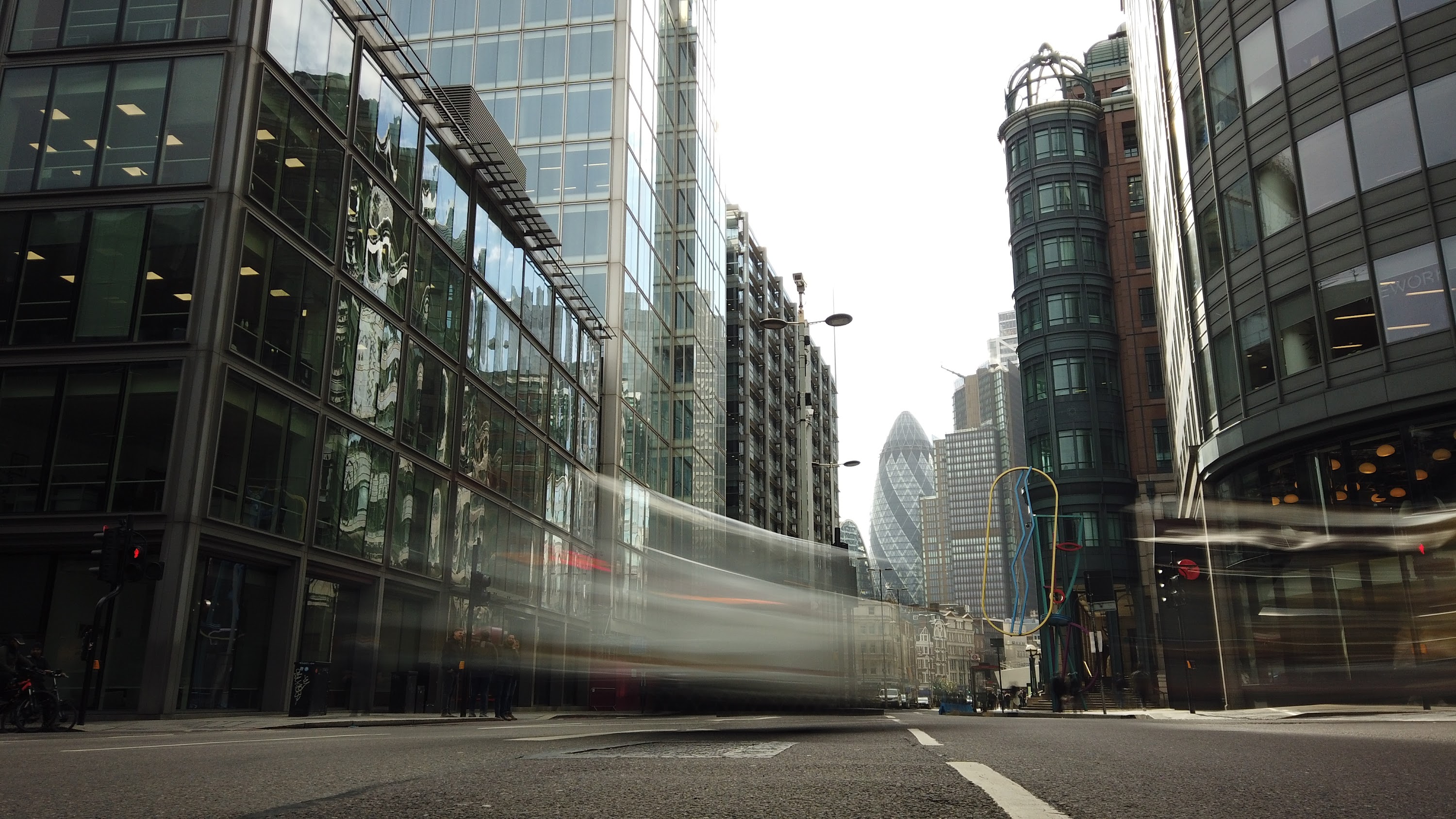 City of London Financial District Street View with The Gherkin