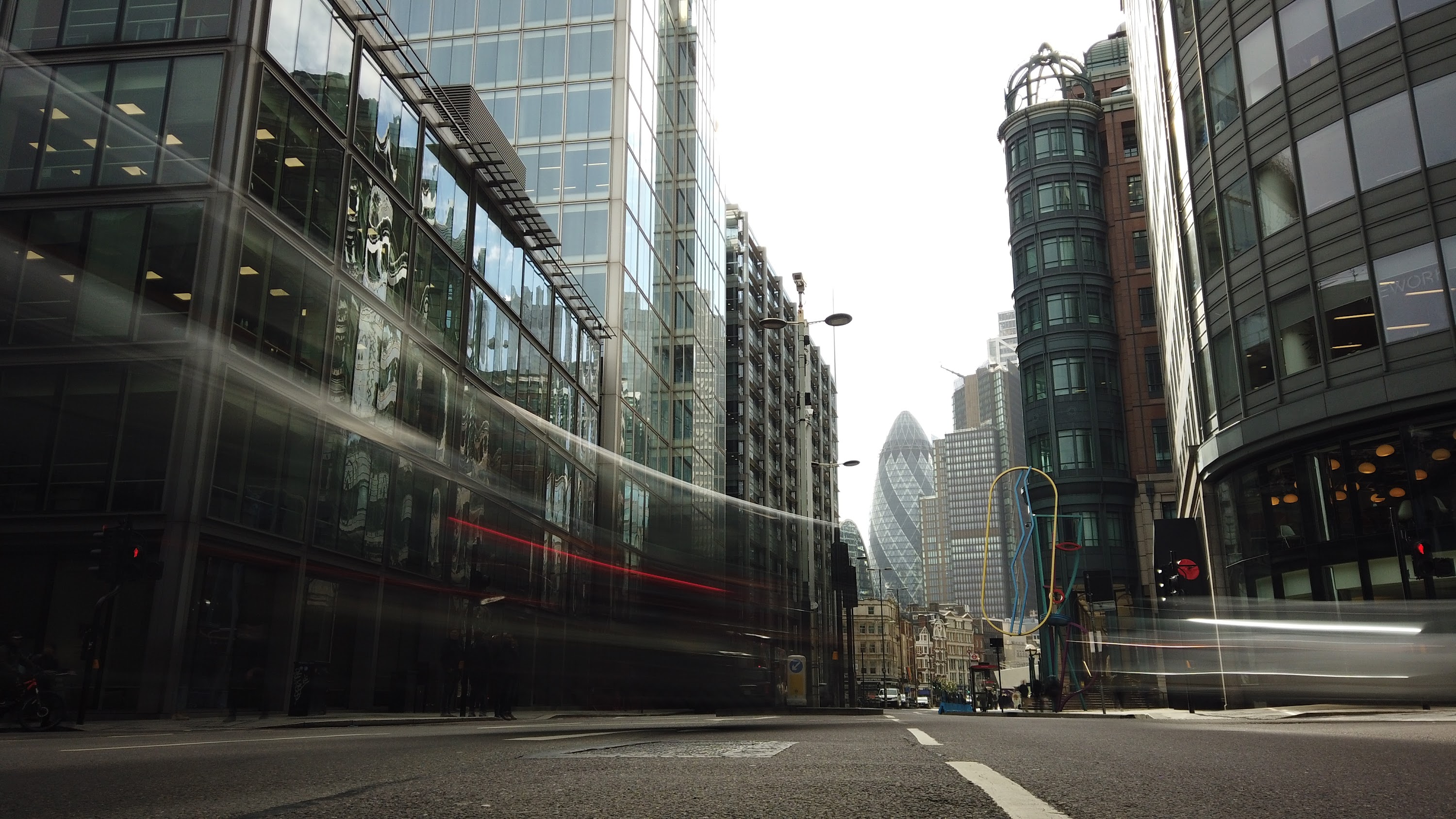 City of London Financial District Street View with The Gherkin