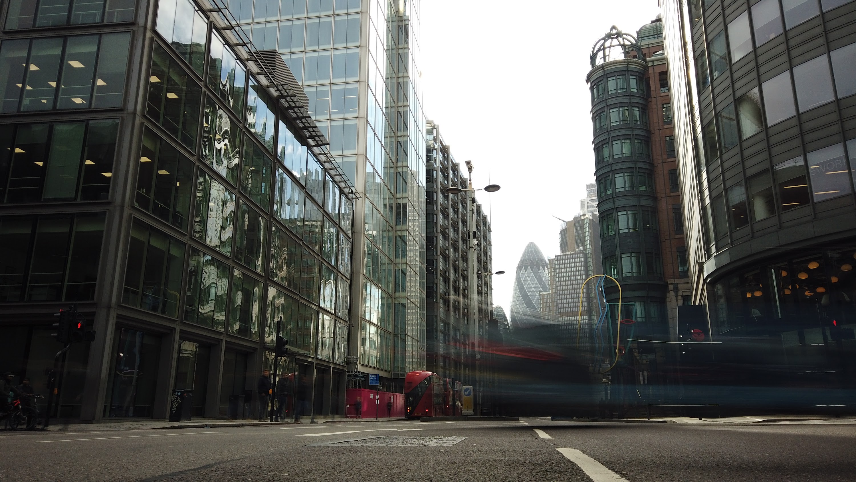 City of London Financial District Street View with The Gherkin