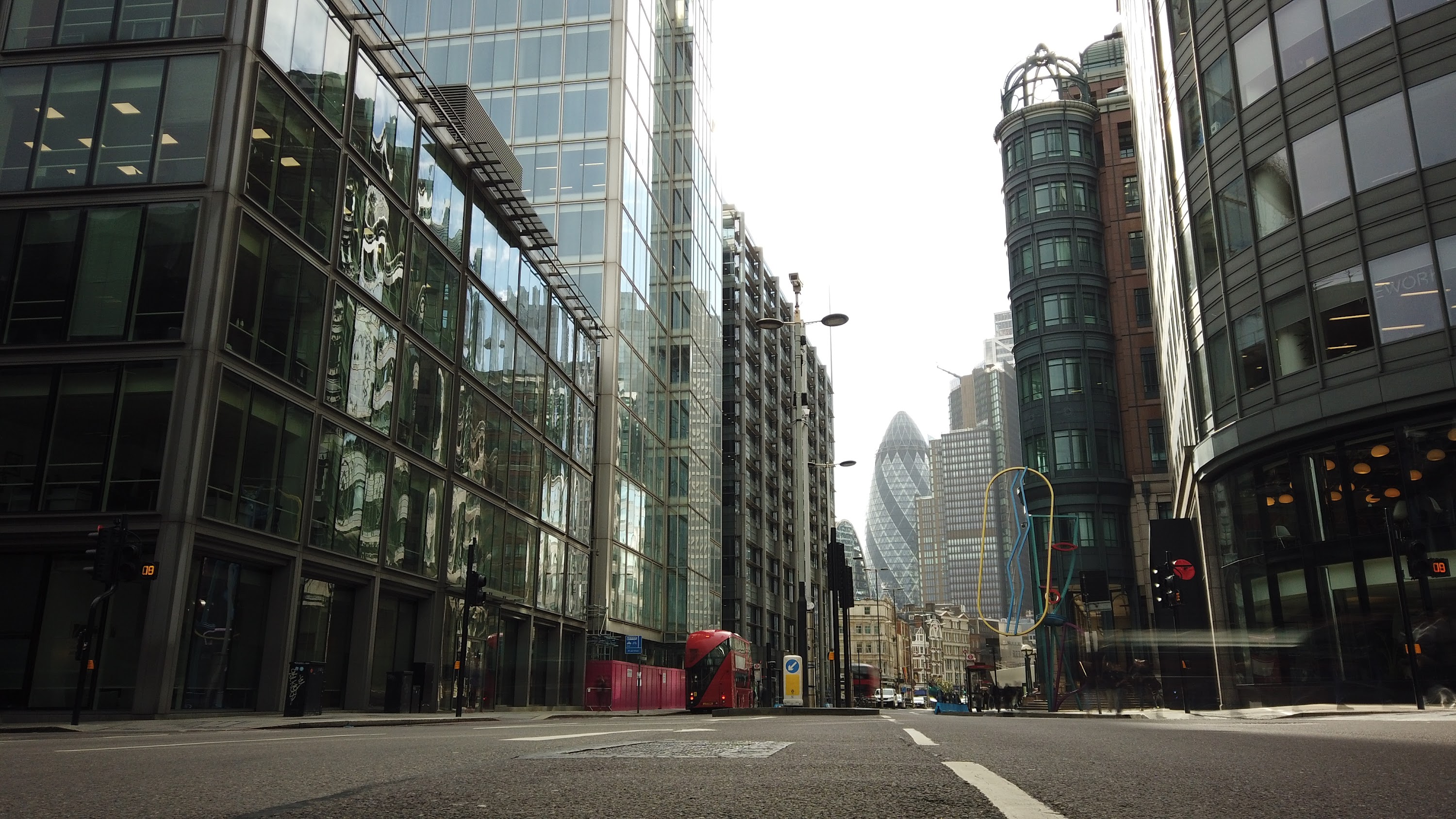 City of London Financial District Street View with The Gherkin