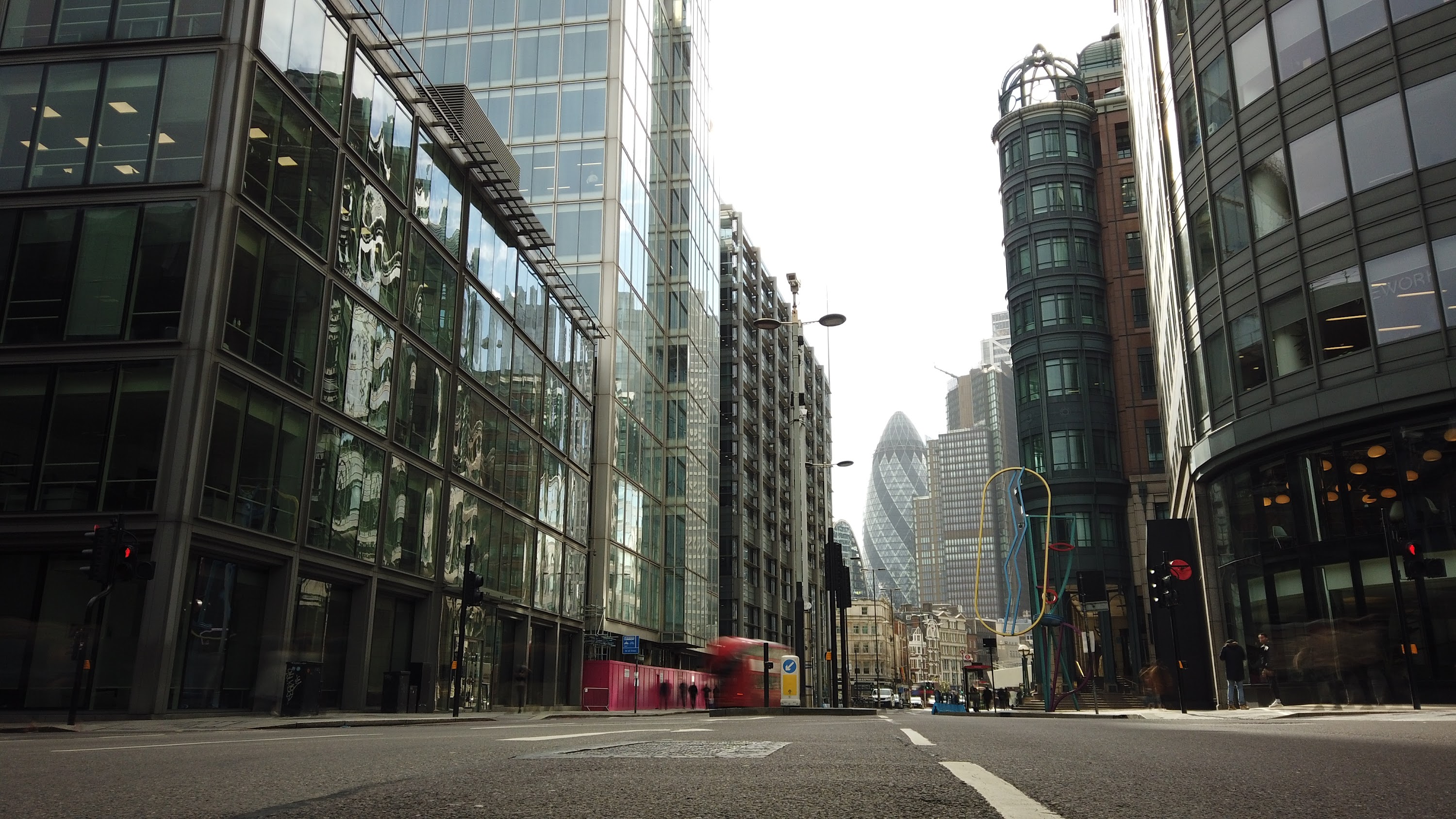 City of London Financial District Street View with The Gherkin