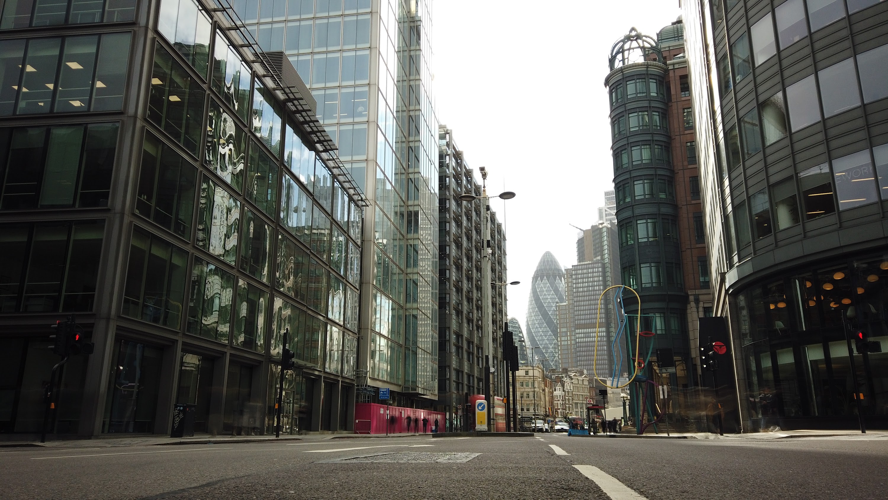 City of London Financial District Street View with The Gherkin