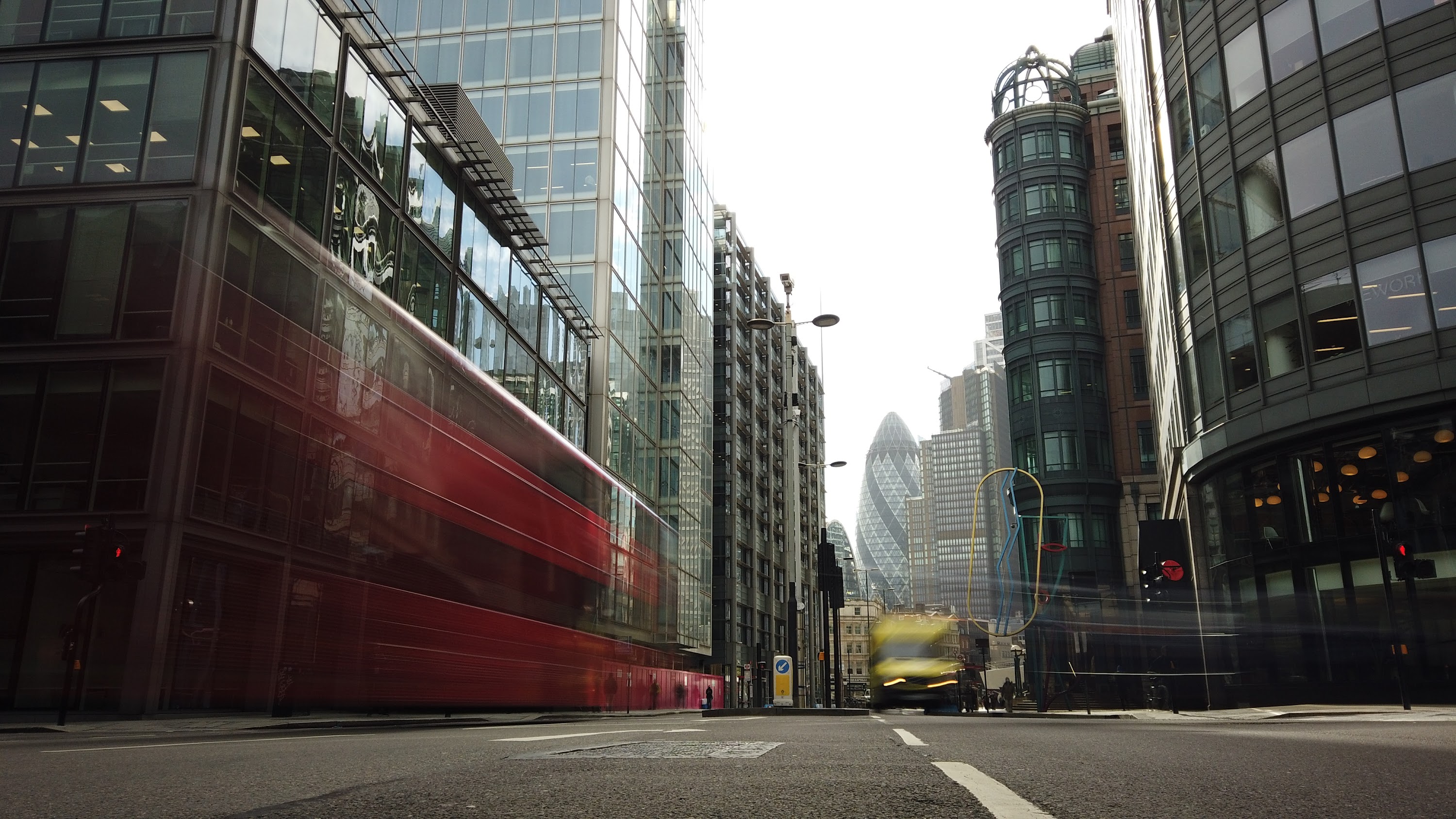 City of London Financial District Street View with The Gherkin